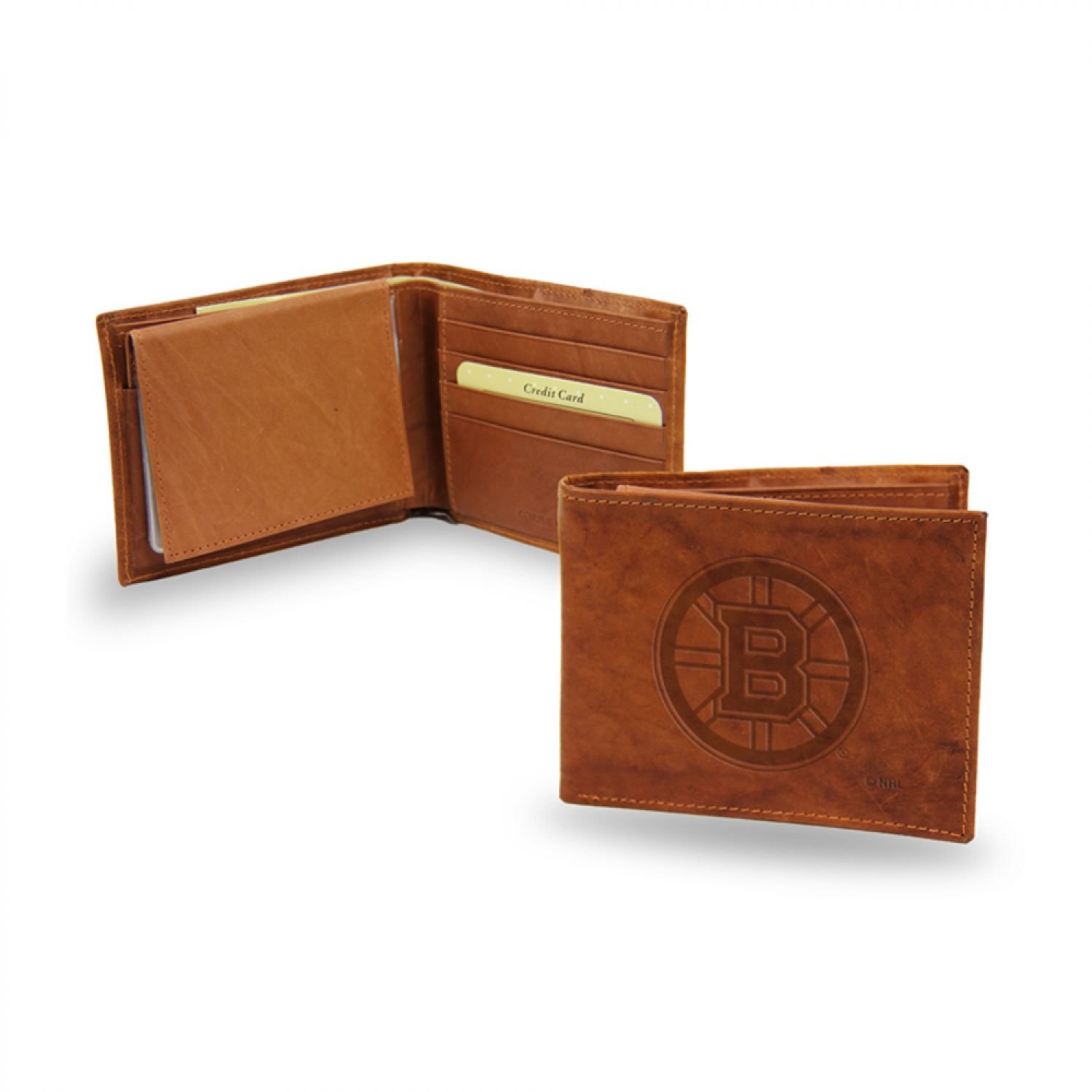 NHL Boston Bruins Embossed Billfold Wallet - Genuine Leather Men's Bifold Wallet for Hockey Fans - Perfect for Games, Travel & Everyday Use