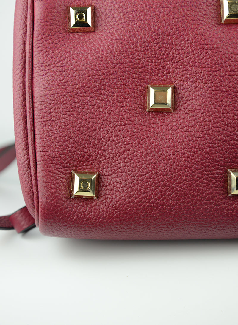 Ferragamo The Studio Bag in Cherry Red - Luxury Leather Handbag for Women, Perfect for Office, Parties & Everyday Use