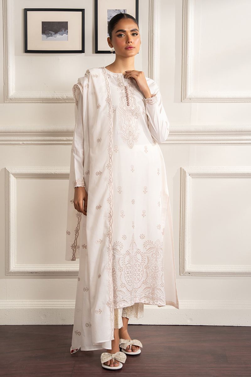 Ivory Whisper 2-Piece Set (Shirt & Dupatta) - Elegant Ethnic Outfit for Women, Parties & Festivals