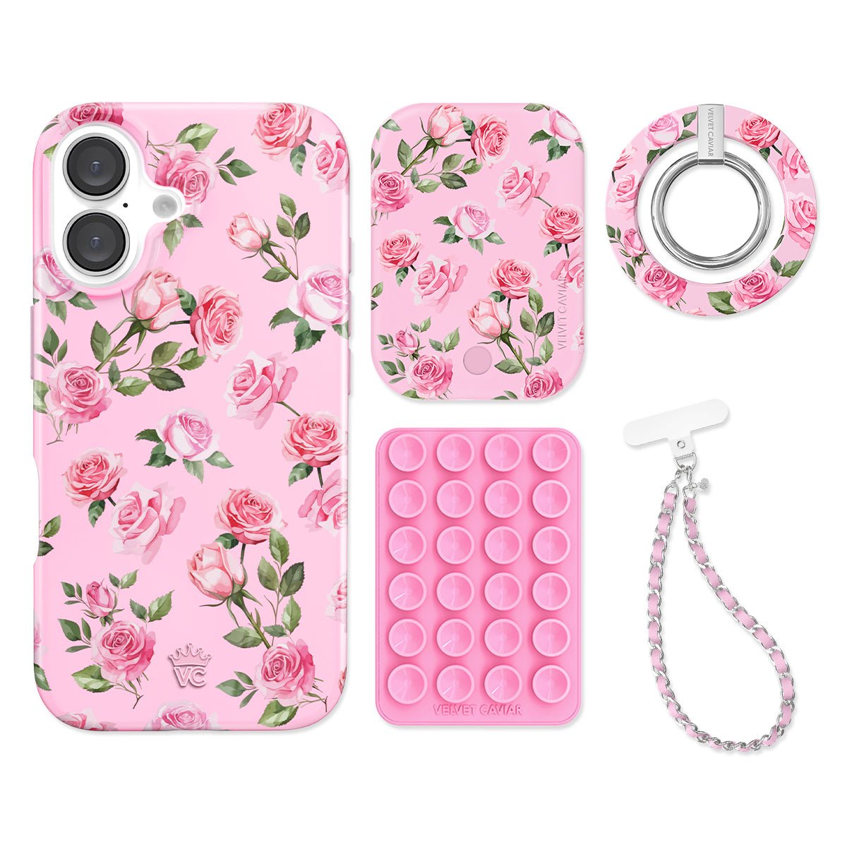 Pink Rose iPhone Case with Grip - Cute Floral Phone Cover for iPhone 13/14/15 Pro Max - Non-Slip Protective Case for Girls & Women - Perfect for Daily Use, Travel & Gifting