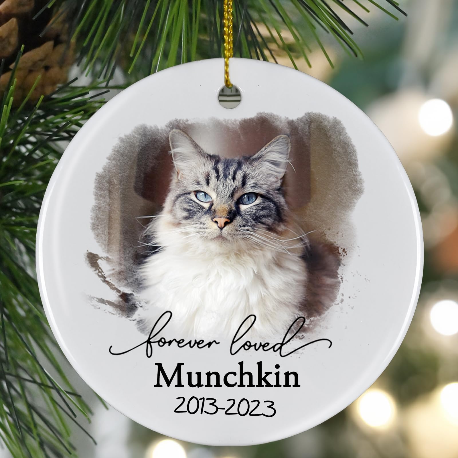 Ceramic Cat Memorial Christmas Ornament - Handcrafted Pet Loss Keepsake Gift for Cat Lovers | Perfect for Holiday Tree Decor & Sympathy Gift for Grieving Pet Owners
