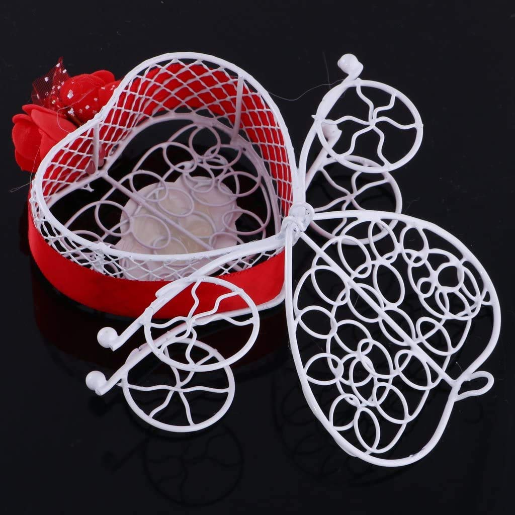 6-Pack Elegant Metal Carriage-Shaped Candy Heart Boxes - Perfect for Wedding Favors, Party Gifts & Bridal Showers (Red) | Romantic Wedding Decor & Sweet Treat Storage