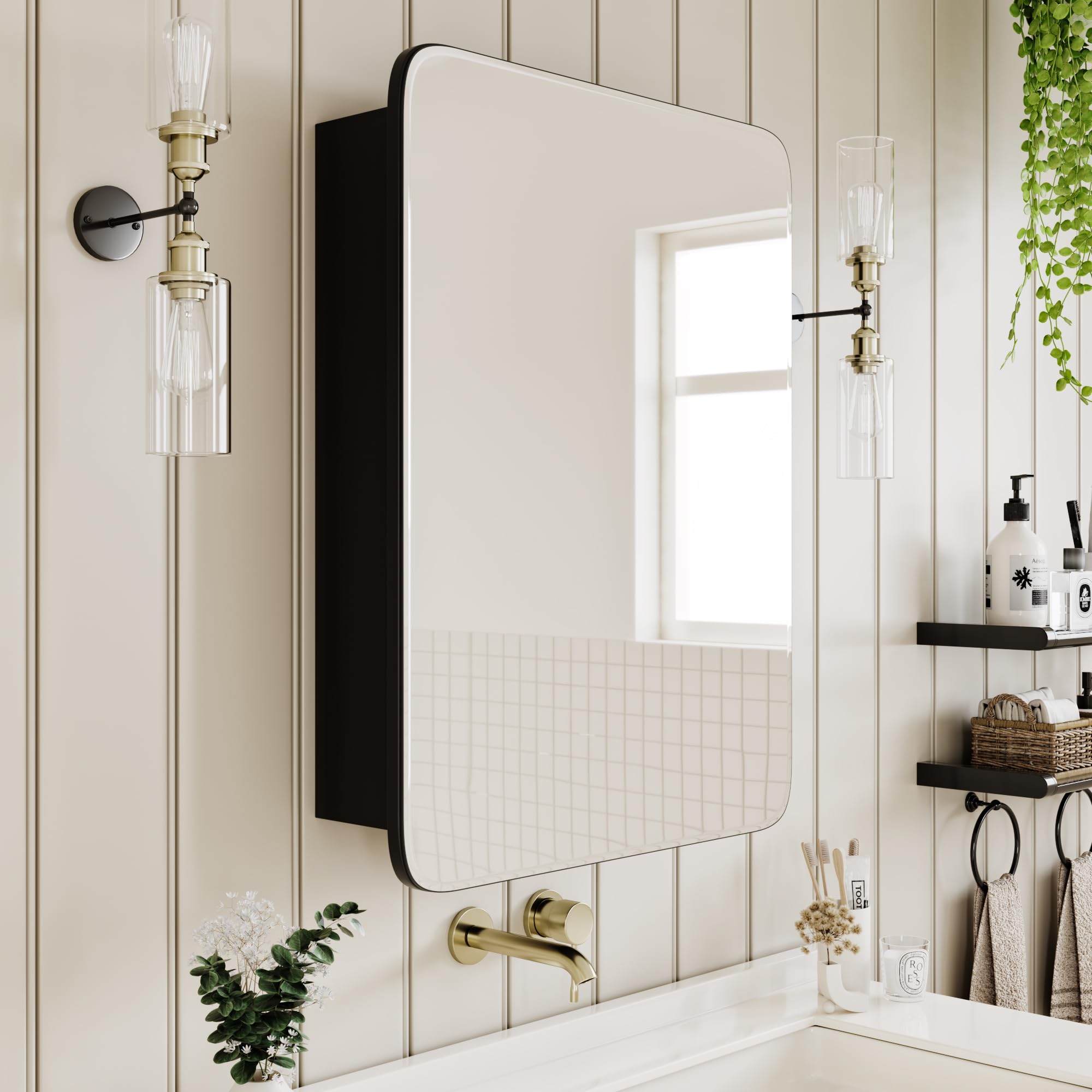 Vintage-Style Wooden Bathroom Storage Cabinet with 16.5