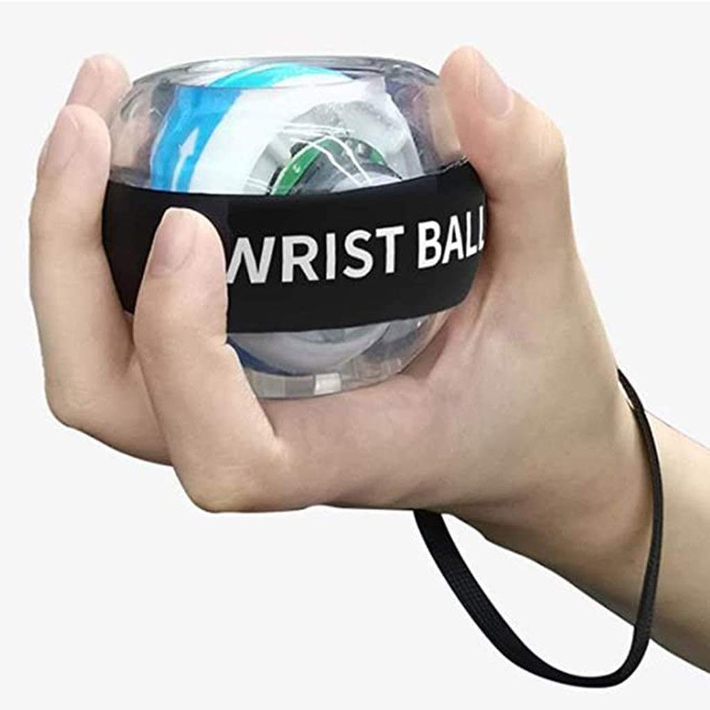 Gyro Ball Wrist Trainer - Push Start Spinner Exercise Ball with LED Lights & Metal Centrifugal Core (Red) - Perfect for Hand Therapy, Strength Training & Stress Relief