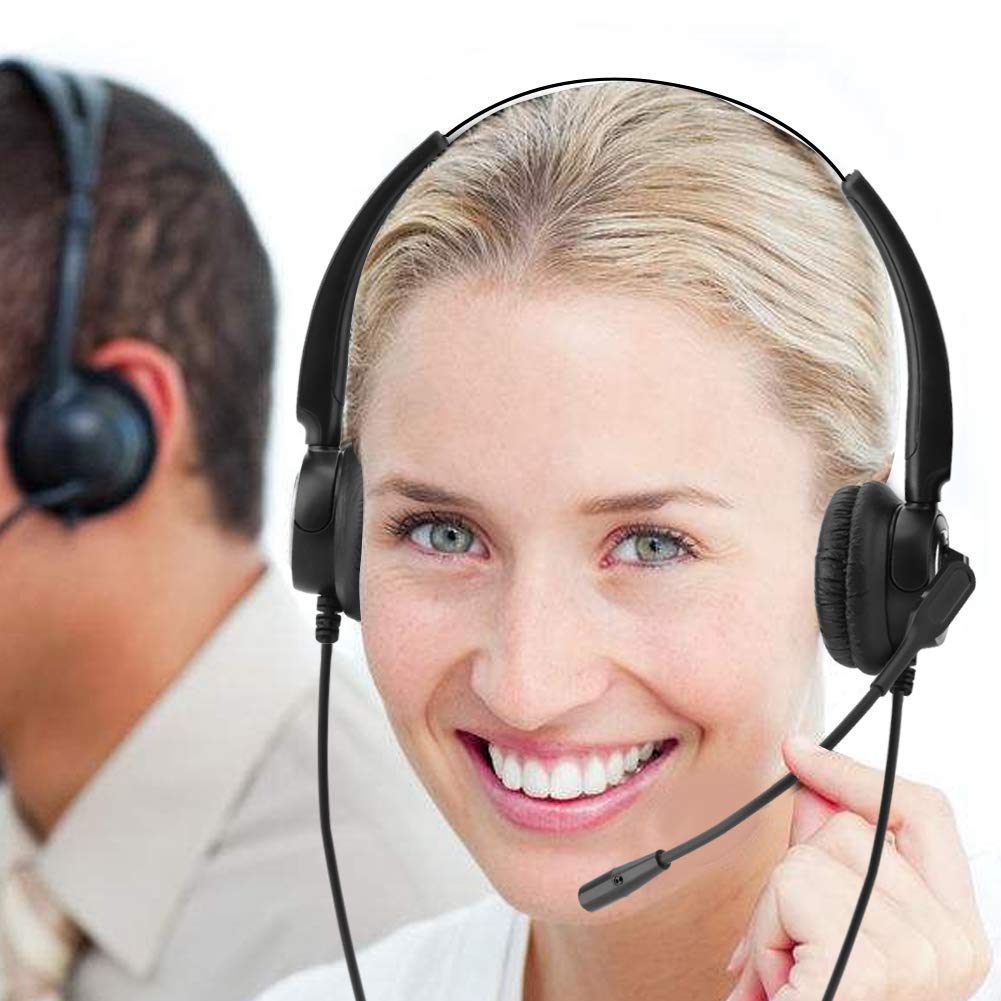 VBESTLIFE RJ9 Wired Headset with Noise Cancelling Microphone, Volume Control & Mute Button - Perfect for Call Centers, Customer Service, Office & Remote Work (Compatible with Most Phone Systems)