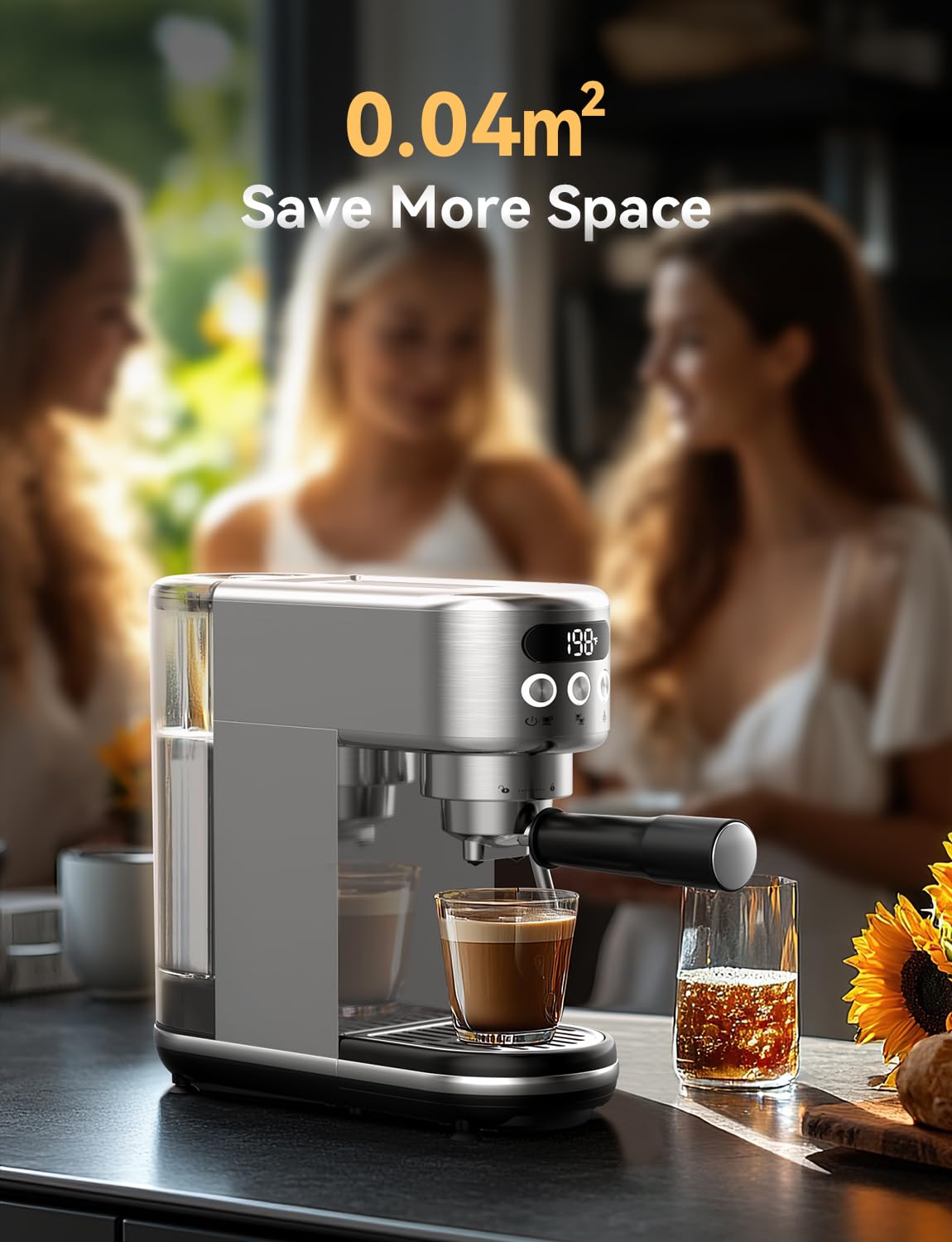 Neretva 20 Bar Super Compact Espresso Machine with LED Display & Milk Frother - Professional Stainless Steel Coffee Maker for Home Baristas - Perfect for Crafting Lattes, Cappuccinos & Espresso Drinks at Home or Office