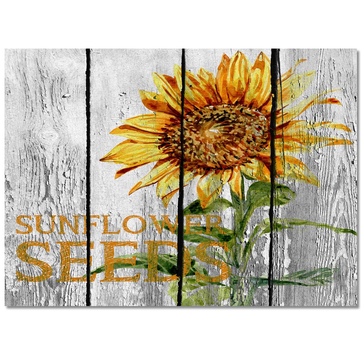 3'x5' Sunflower Area Runner Rug - Washable Indoor Outdoor Carpet for Kitchen, Living Room, Bathroom, Bedroom, Classroom & Laundry Room | Non-Slip Wood Grain Design Doormat & Welcome Floor Mat - Perfect for Entryways, Hallways and High Traffic Areas