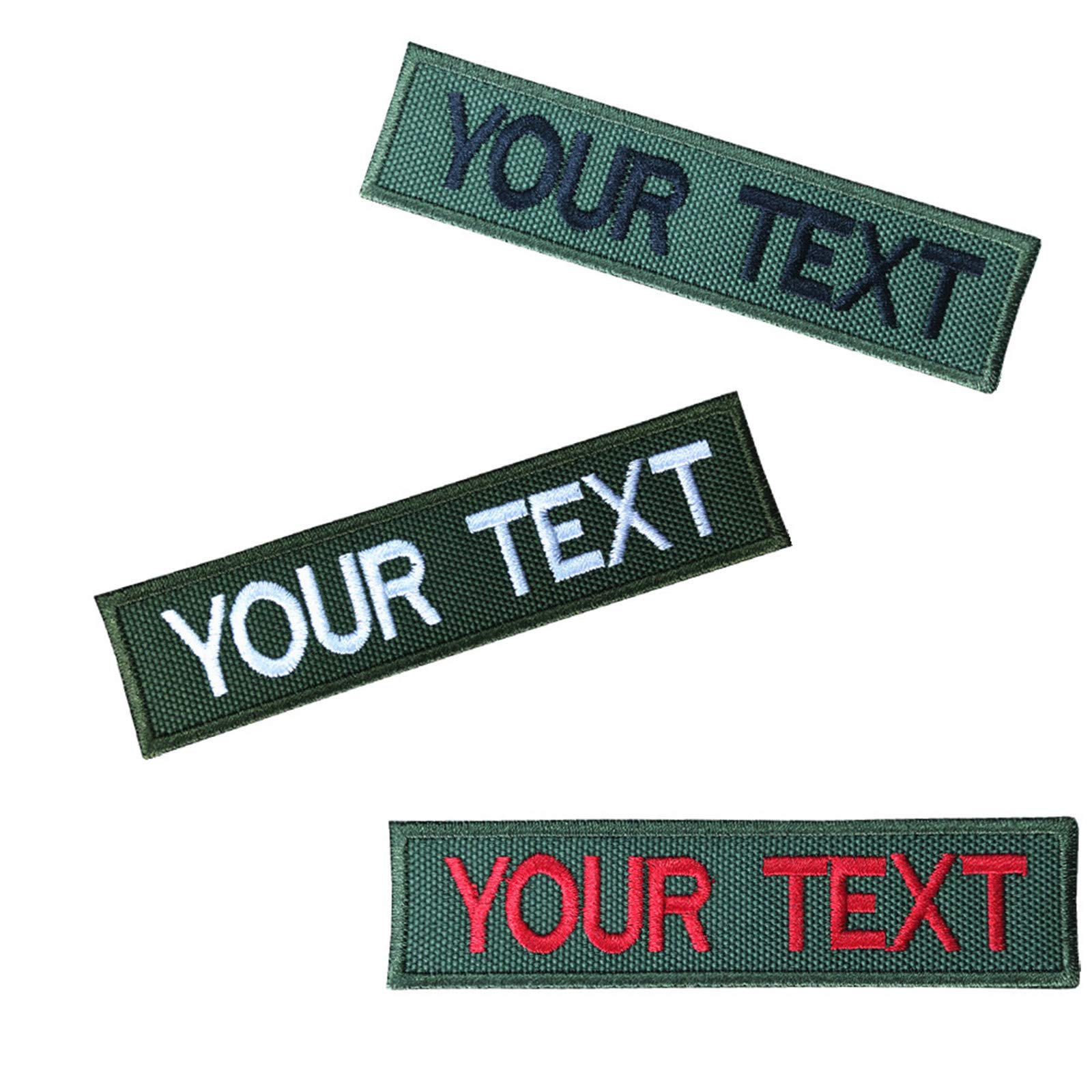 Custom Iron-On Embroidery Name Patches - 2 Pack Military Hook Fastener Name Tags for Uniforms, Olive Green 4