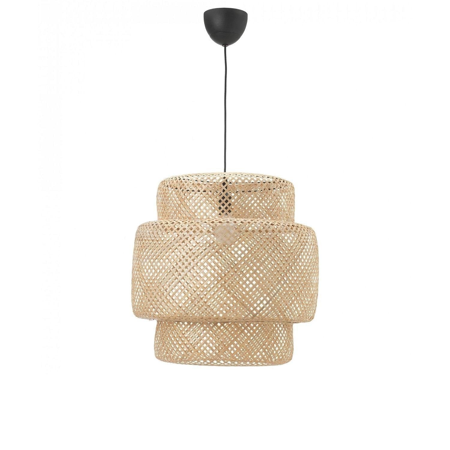Modern Bamboo Pendant Light Fixture - Handwoven Natural Rattan Hanging Lamp for Kitchen Island, Dining Room & Bedroom Decor - Eco-Friendly Lighting Solution