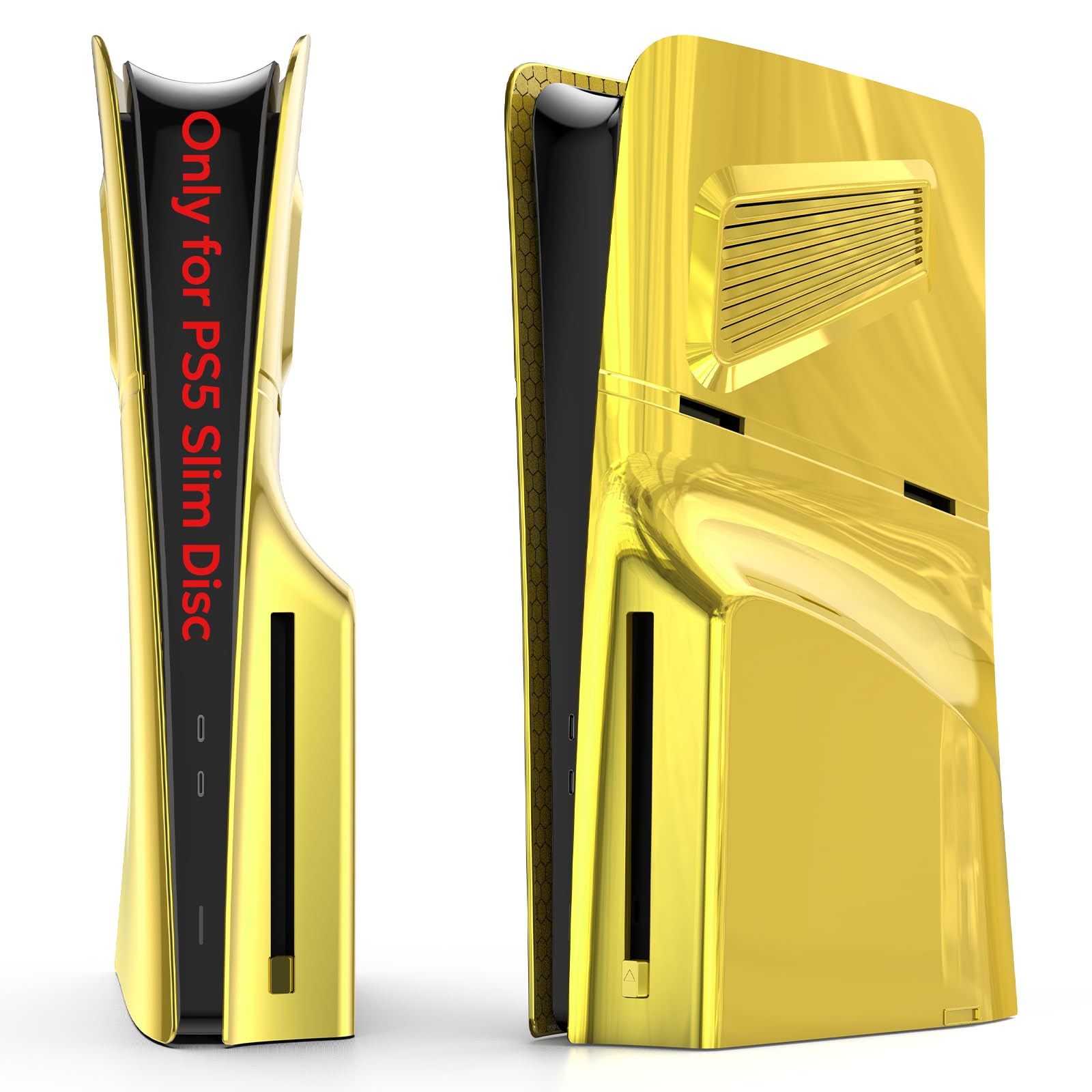 PS5 Slim Disc Edition Faceplate with Cooling Vents - Anti-Scratch Dustproof Protective Cover (Golden) | Perfect for Gaming Setups & Console Protection