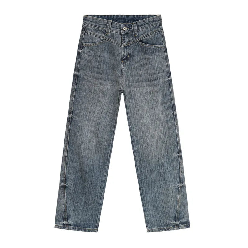 American Style Men's Fashion Wide Leg Denim Jeans - Loose Fit Casual Trousers with Zipper Pockets | Summer Comfort Wear for Street Style & Everyday Outfits
