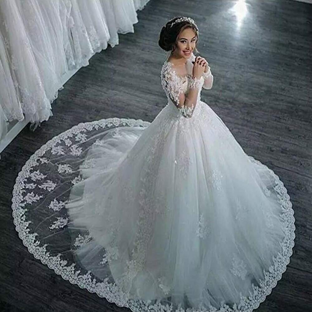 Vintage Elegant Off Shoulder Lace Wedding Dress with Sleeves - White Ball Gown for Brides, Prom & Formal Events
