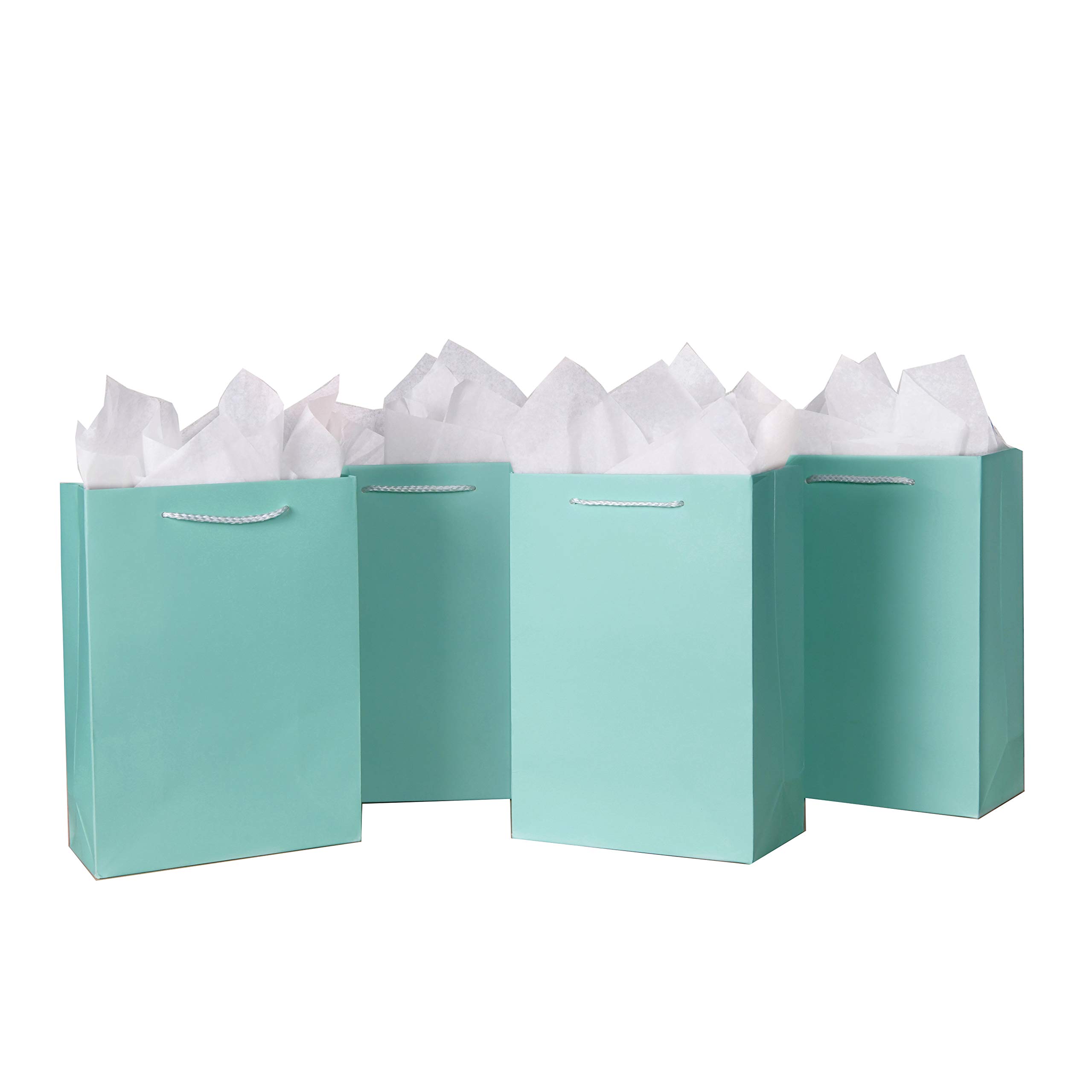 20 Pack Green/Turquoise Gift Bags 8x4x11 Inches with Handles - Premium Medium Gift Bags for Men, Groomsmen, Wedding Proposal | Perfect for Birthday, Anniversary, Bridal Shower & Party Favors