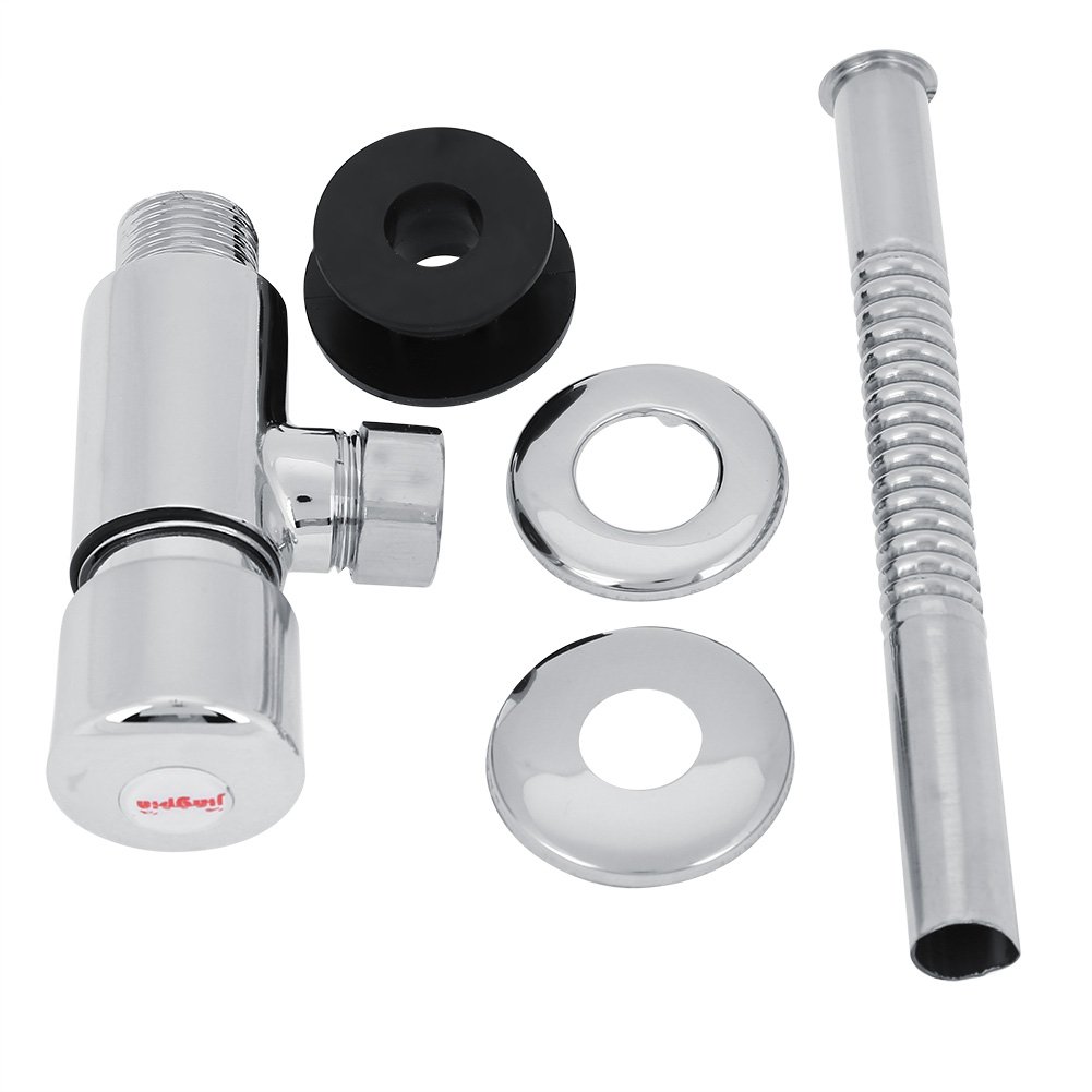 Fdit Chrome Wall Mounted Urinal Flush Valve - Manual Delay & Automatic Shutoff Button for Bathroom & WC | Durable Exposed Closet Flush System for Commercial & Public Restrooms