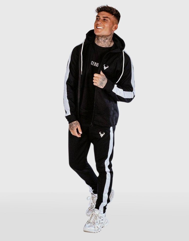 Cerus Black & White Theo Full Zip Hoodie for Men & Women - Stylish Unisex Pullover Jacket for Casual Wear, Gym, and Outdoor Activities
