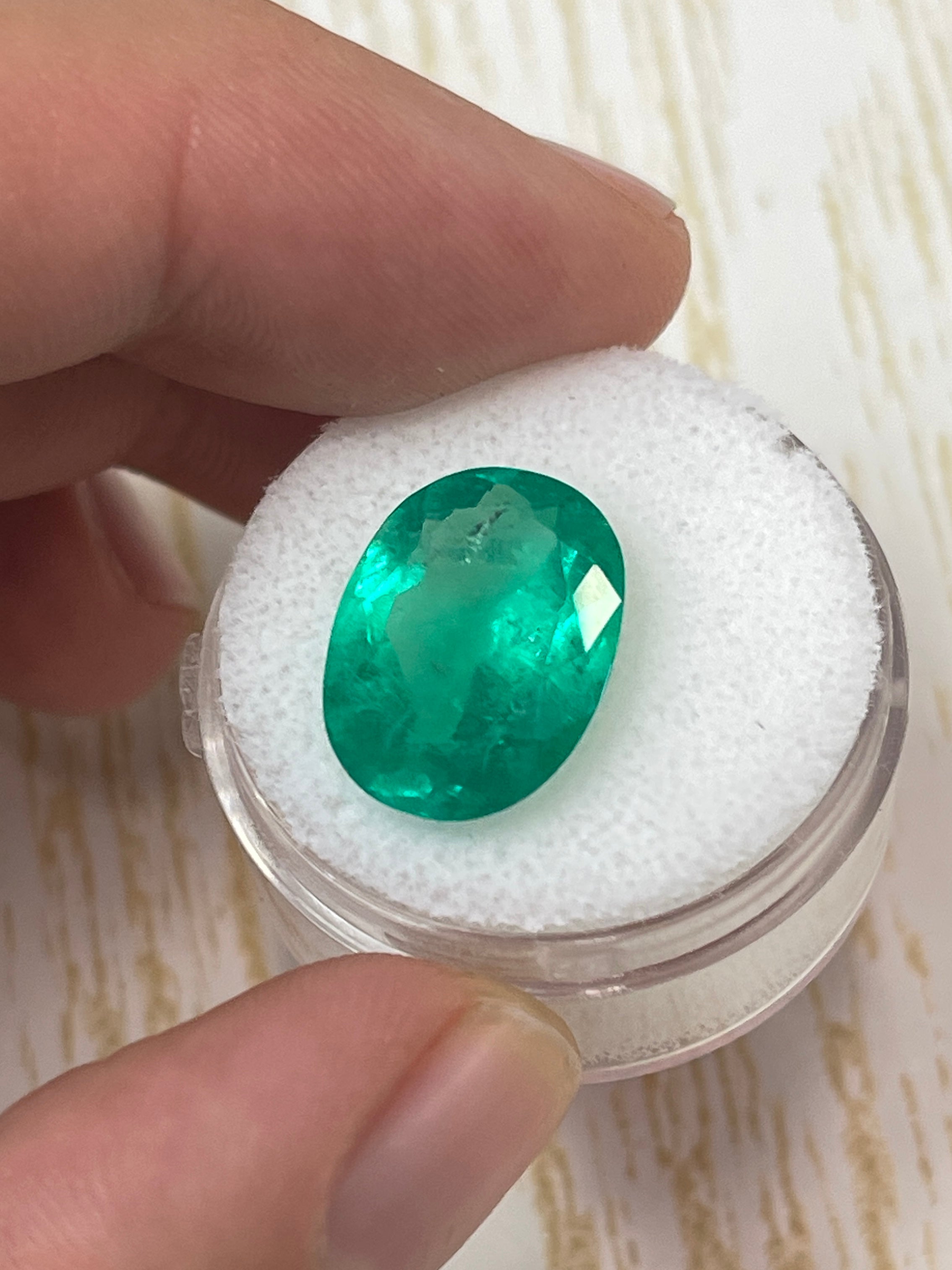 7.00 Carat 16x12mm Yellowish Green Natural Loose Colombian Emerald Oval Cut Gemstone for Jewelry Making, Engagement Rings & Luxury Gifts