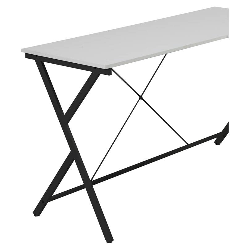 Acme Demas Wooden Computer Desk with Built-in Monitor Stand - White & Black Finish for Home Office, Gaming, and Study Spaces