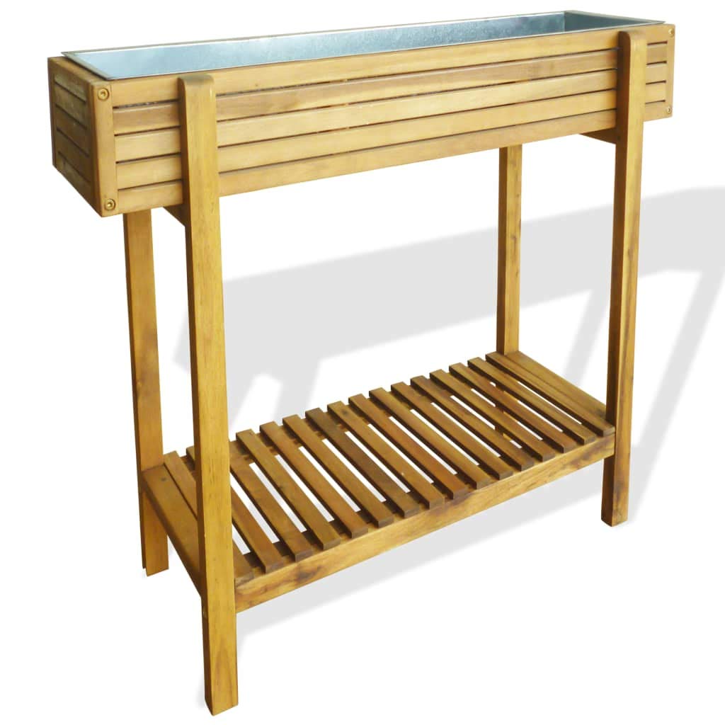 vidaXL Raised Garden Bed Kit - Solid Acacia Wood & Zinc Elevated Planter Box for Vegetables, Herbs & Flowers | Indoor/Outdoor, Patio & Greenhouse Gardening | Durable Wooden Planter for Backyard, Balcony & Urban Farming