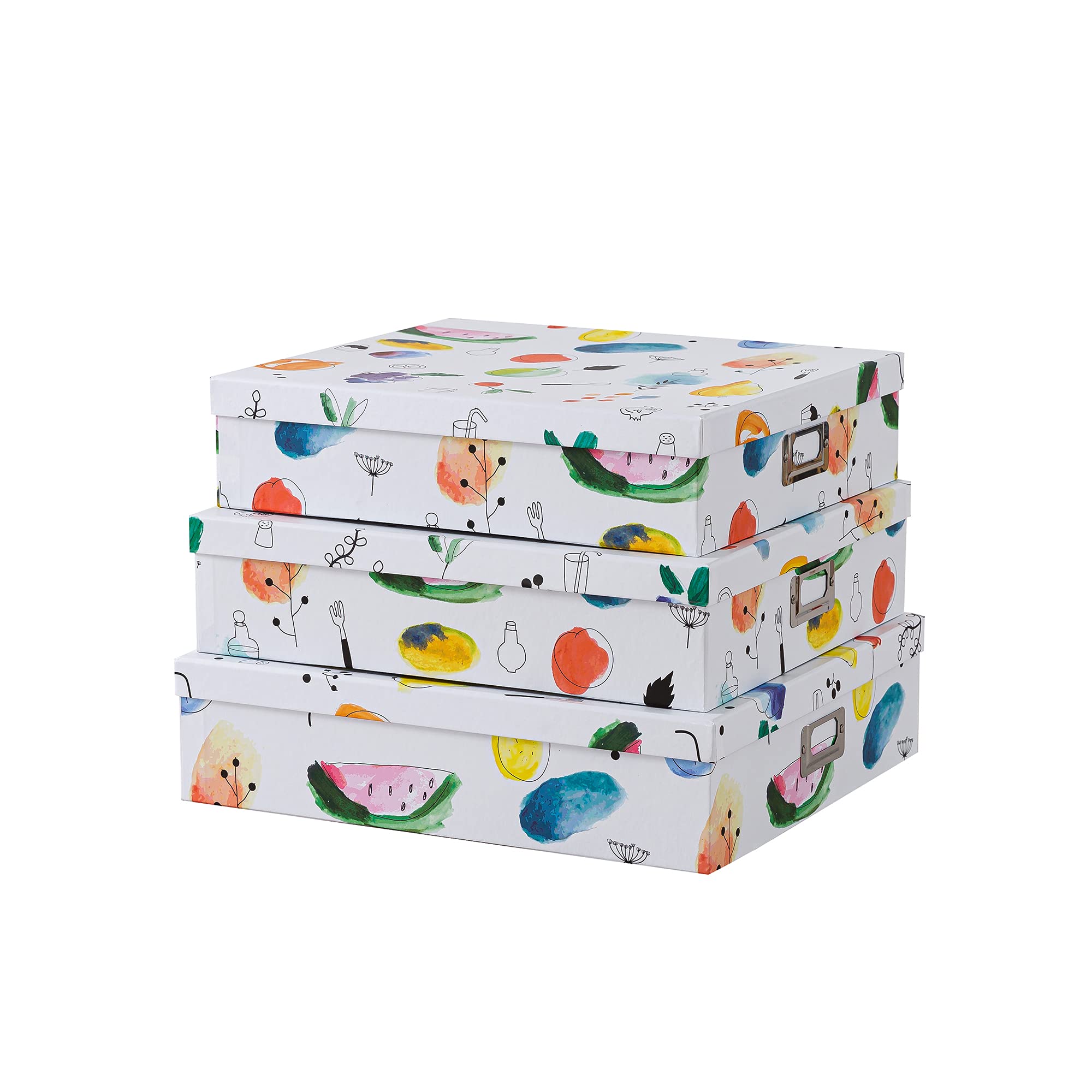 Decorative Storage Cardboard Boxes with Lids - Set of 3 Colorful Nesting Paperboard Boxes for Home Organization & Décor | Perfect for Shelves, Closet Storage & Gift Wrapping