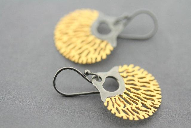 22K Gold Plated Silver Coral Lace Disc Earrings for Women - Elegant Boho Jewelry for Parties, Weddings & Everyday Wear
