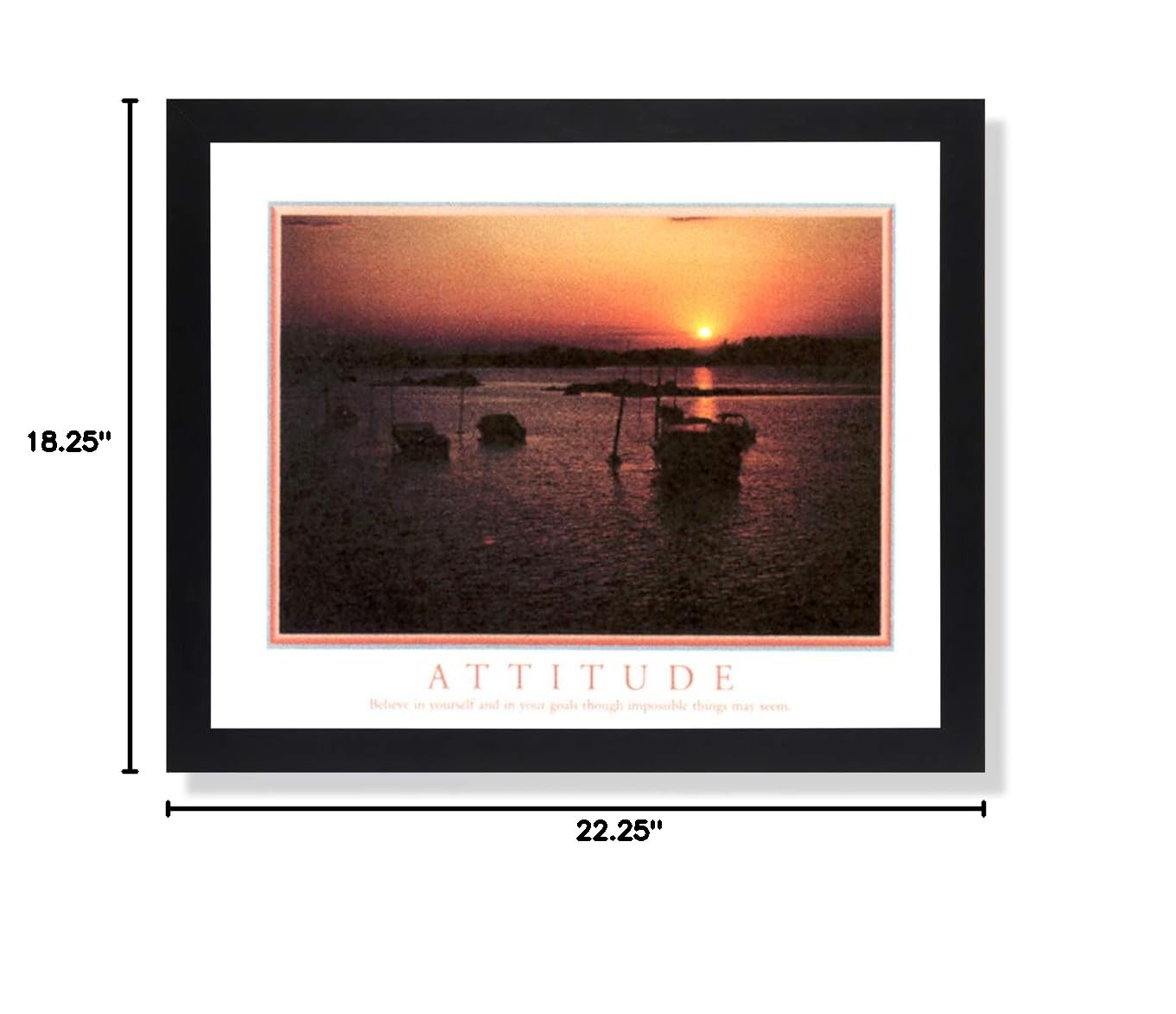 Believe in Yourself Motivational Boat Picture - Black Framed Wall Art Print for Home Office Decor & Inspirational Gift
