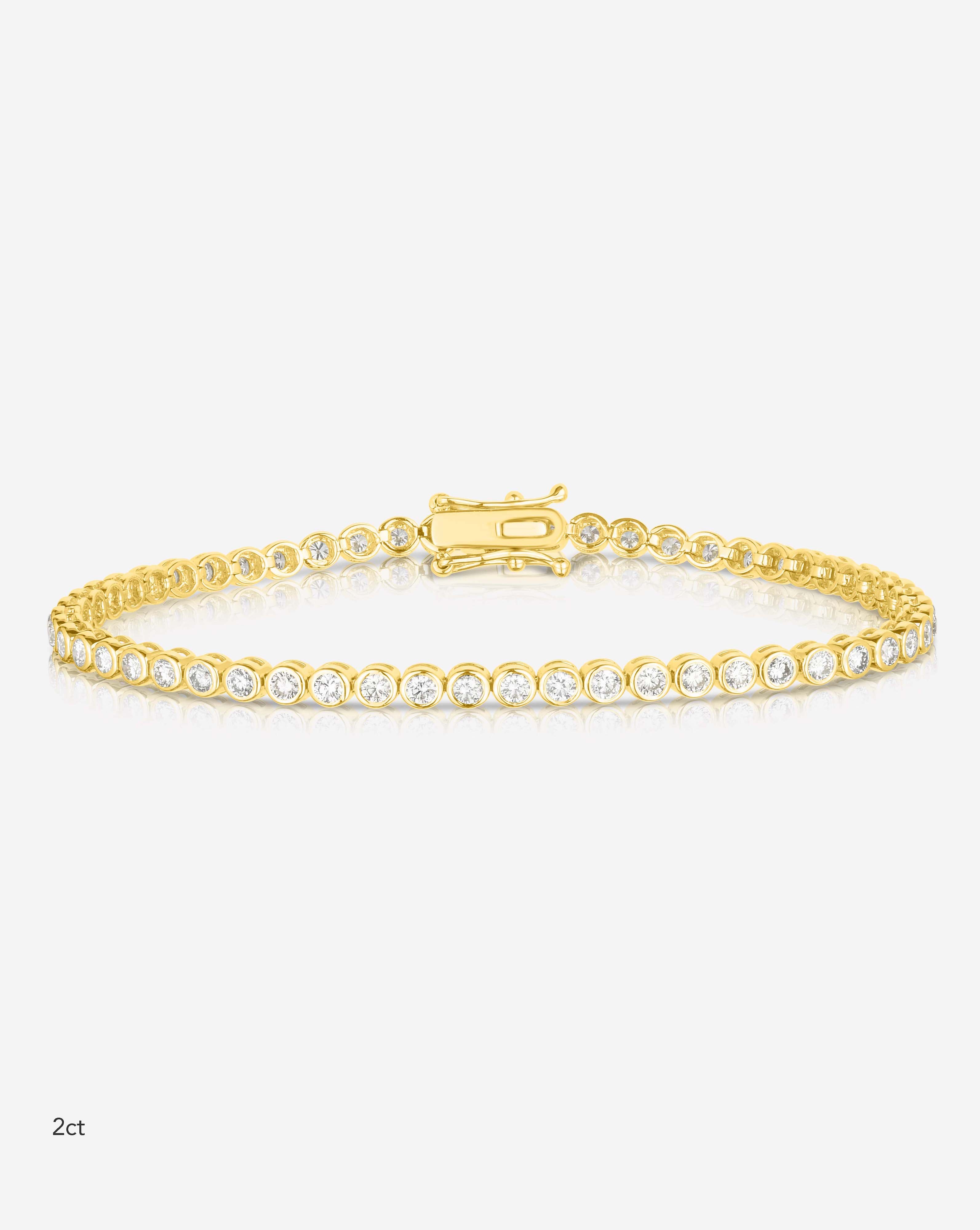 Bezel Classic Diamond Tennis Bracelet - 14K Gold Plated Elegant Women's Jewelry for Parties, Weddings & Special Occasions
