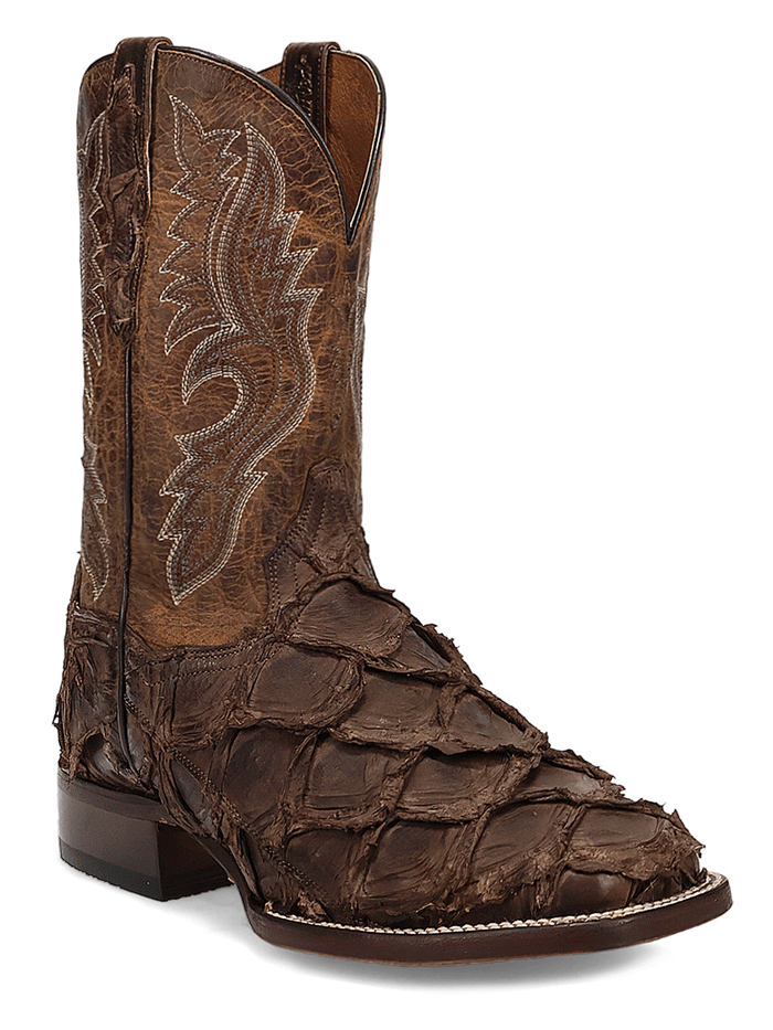 Dan Post DP5011 Men's RAYMOND Pirarucu Square Toe Cowboy Boots - Brown Leather Western Boots for Country Dancing, Rodeo & Casual Wear