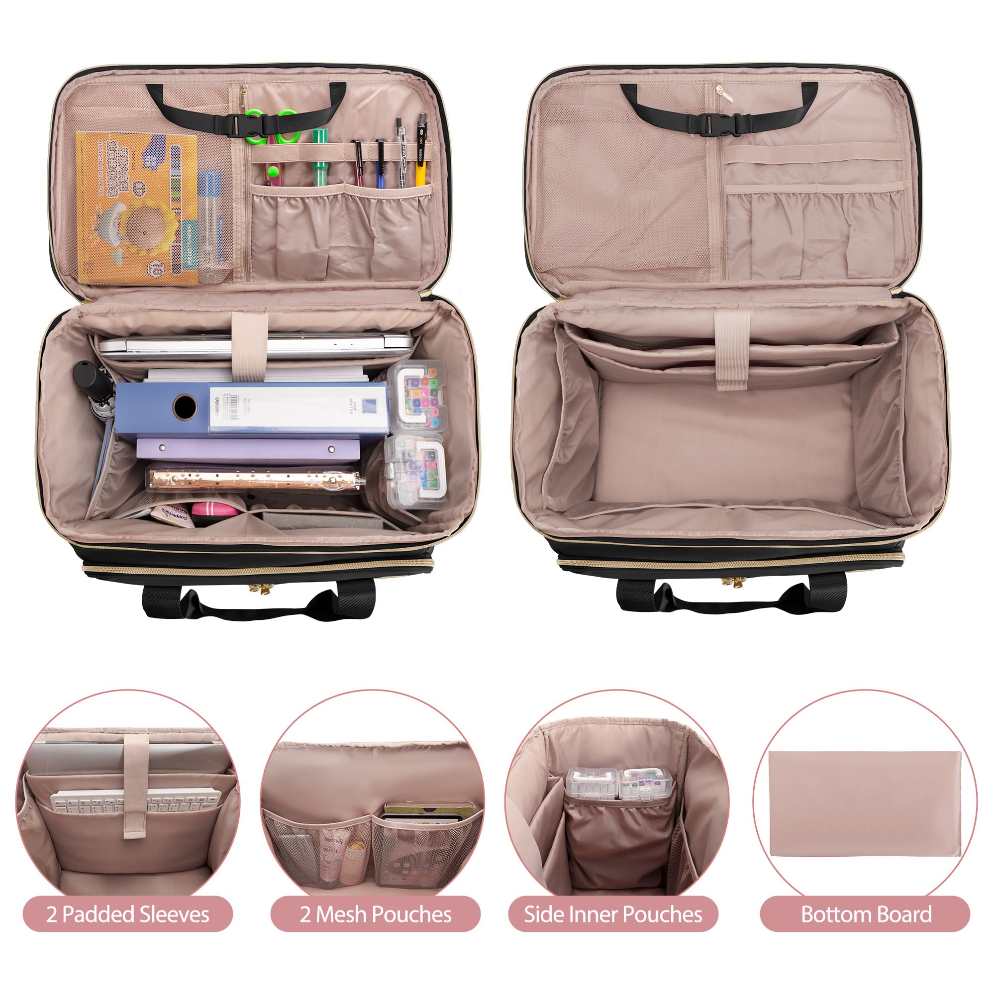 Rolling Teacher Bag with Wheels - Detachable Trolley Tote for 15.6 Inch Laptop (Patent Design) - Perfect for Classroom, School Supplies & Teacher Commute