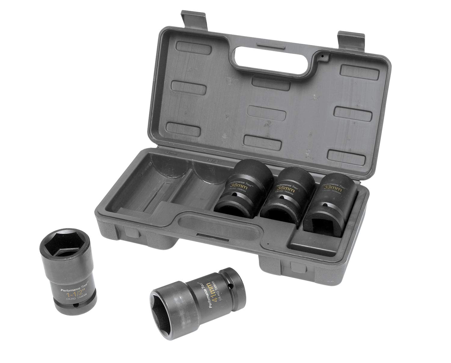 Performance Tool W89315 5-Piece 1-Inch Drive Budd Wheel Socket Set - Metric & SAE Sizes for Heavy-Duty Truck & Trailer Wheel Maintenance