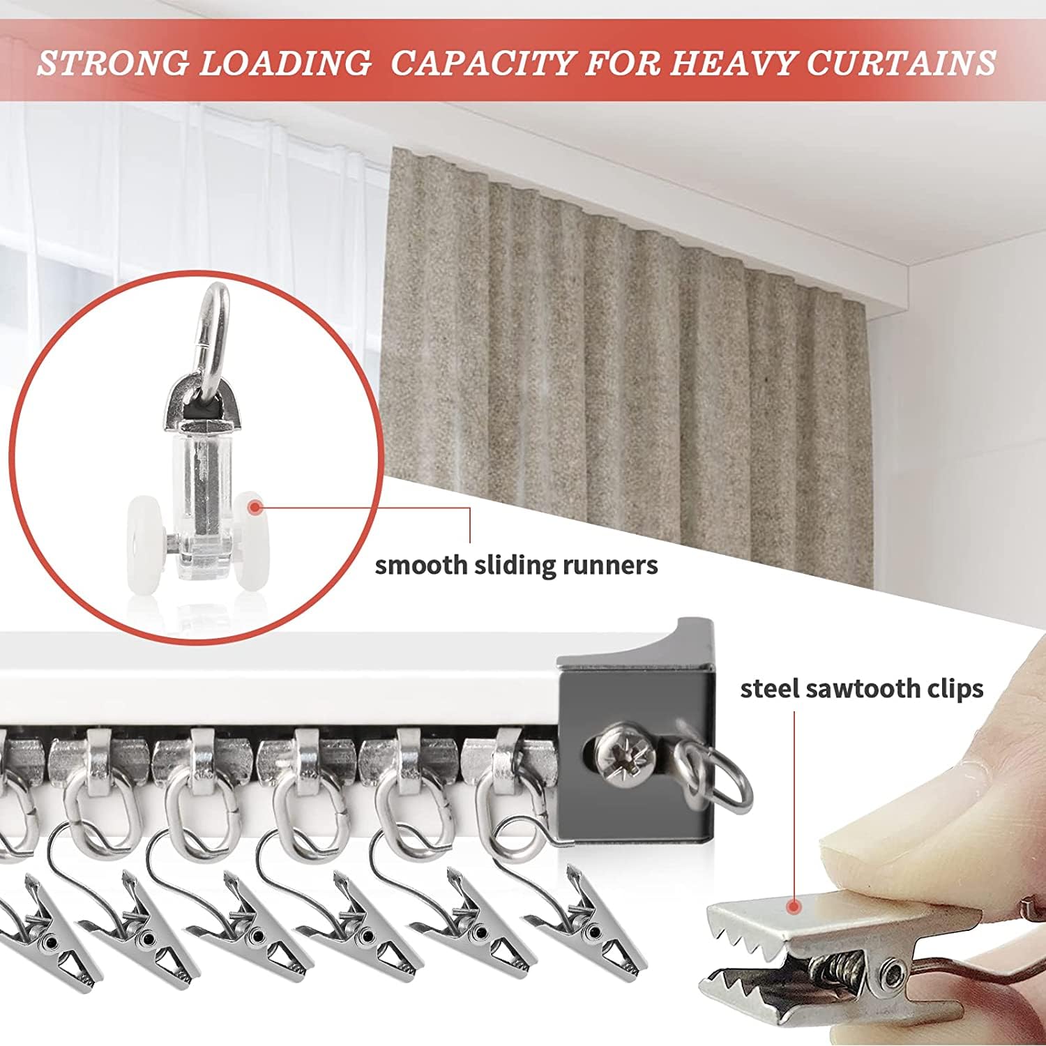 KOLAKO Flexible Curtain Track 3Ft-18Ft - Heavy Duty Aluminum Room Divider for Wall & Ceiling Mount - Perfect for Home, Office, and Commercial Space Partitions (White)