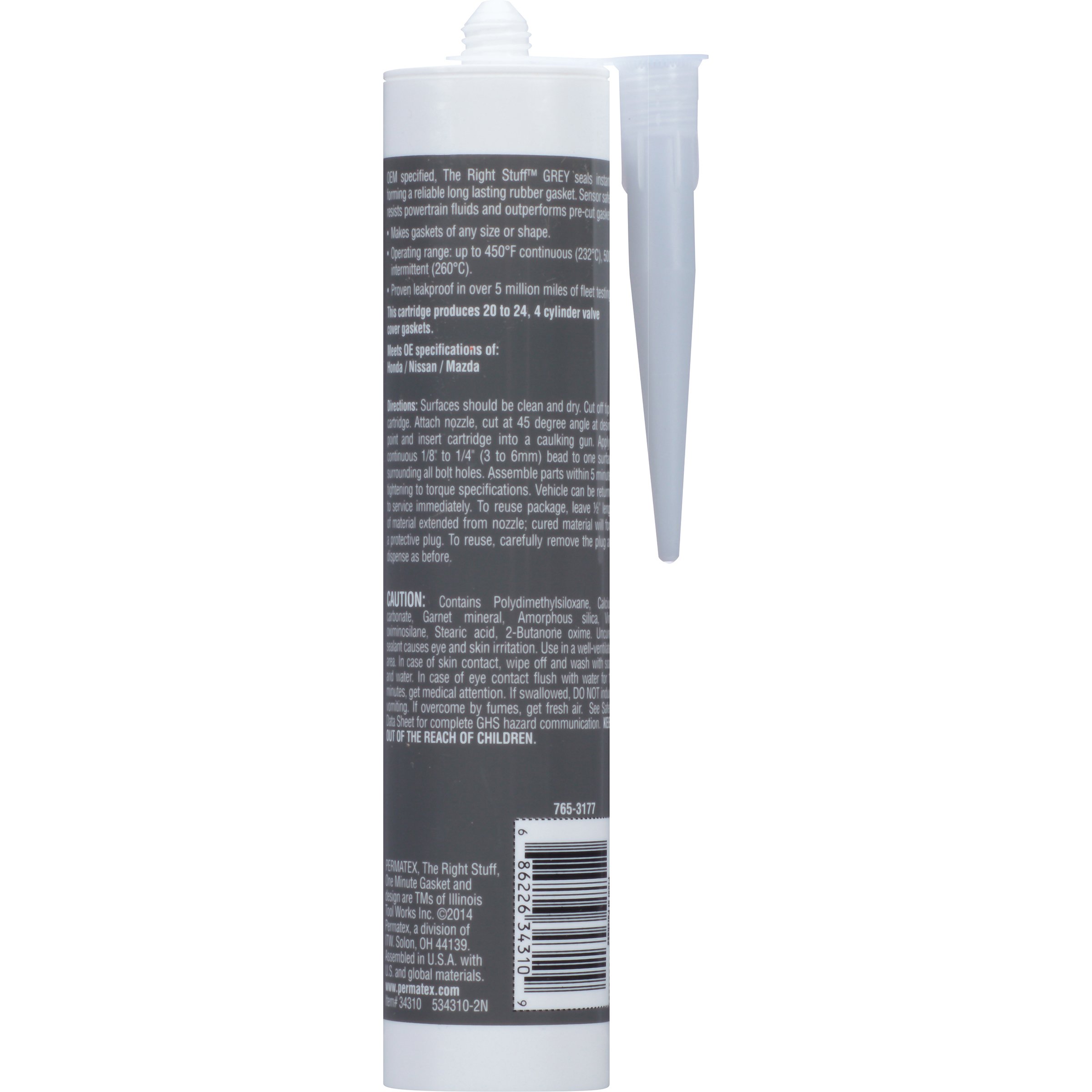 Permatex 34310-6PK The Right Stuff Grey Gasket Maker - 10.1 oz (6-Pack) | High-Temp RTV Silicone Sealant for Automotive, Marine & Industrial Use | Perfect for Engine Gaskets, Oil Pans & Transmission Seals