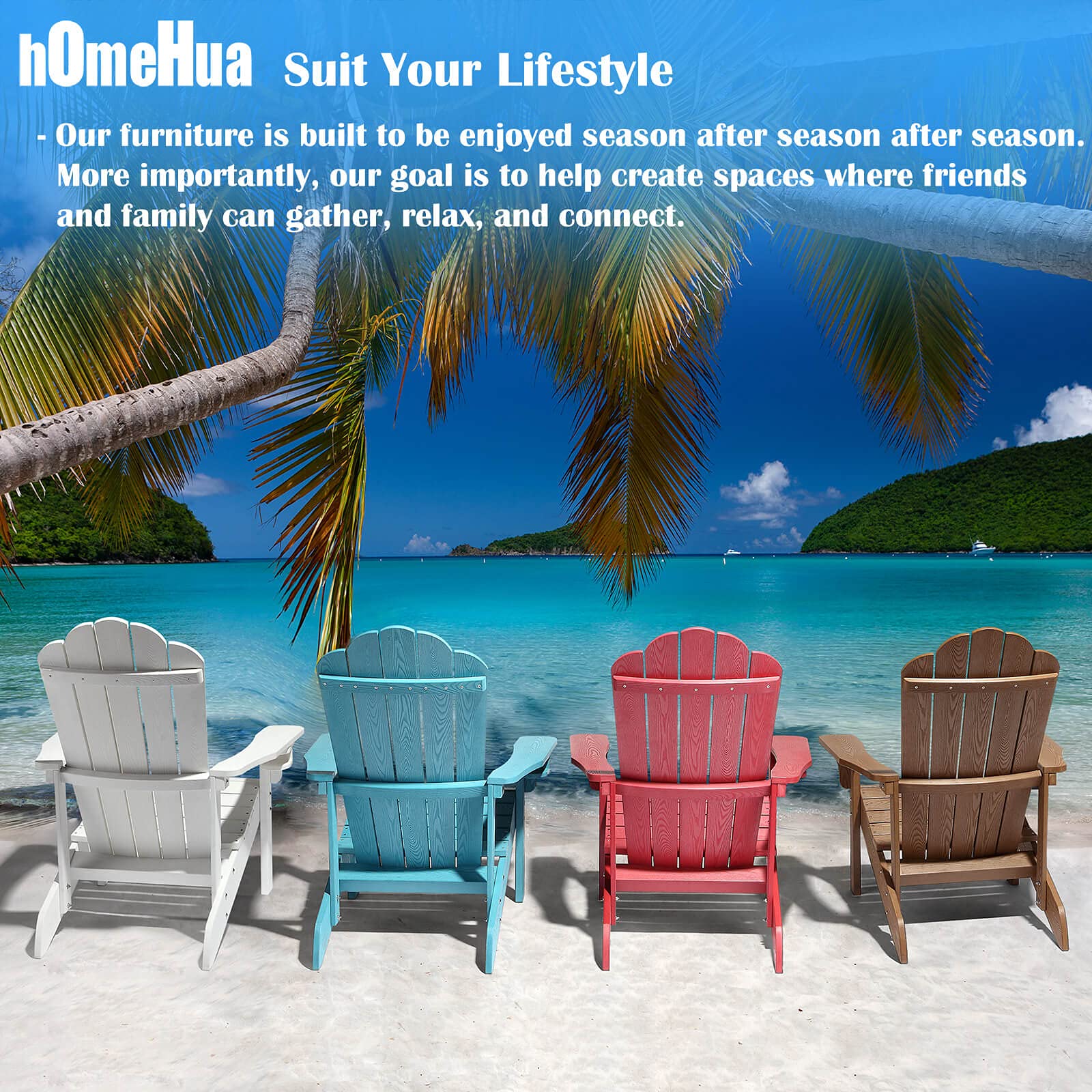 Premium HIPS Adirondack Chair - Weather-Resistant Outdoor Plastic Chair with Cup Holder for Patio, Backyard, Deck, Fire Pit, Lawn & Porch - Perfect for Relaxing, Sunbathing & Outdoor Gatherings (White)
