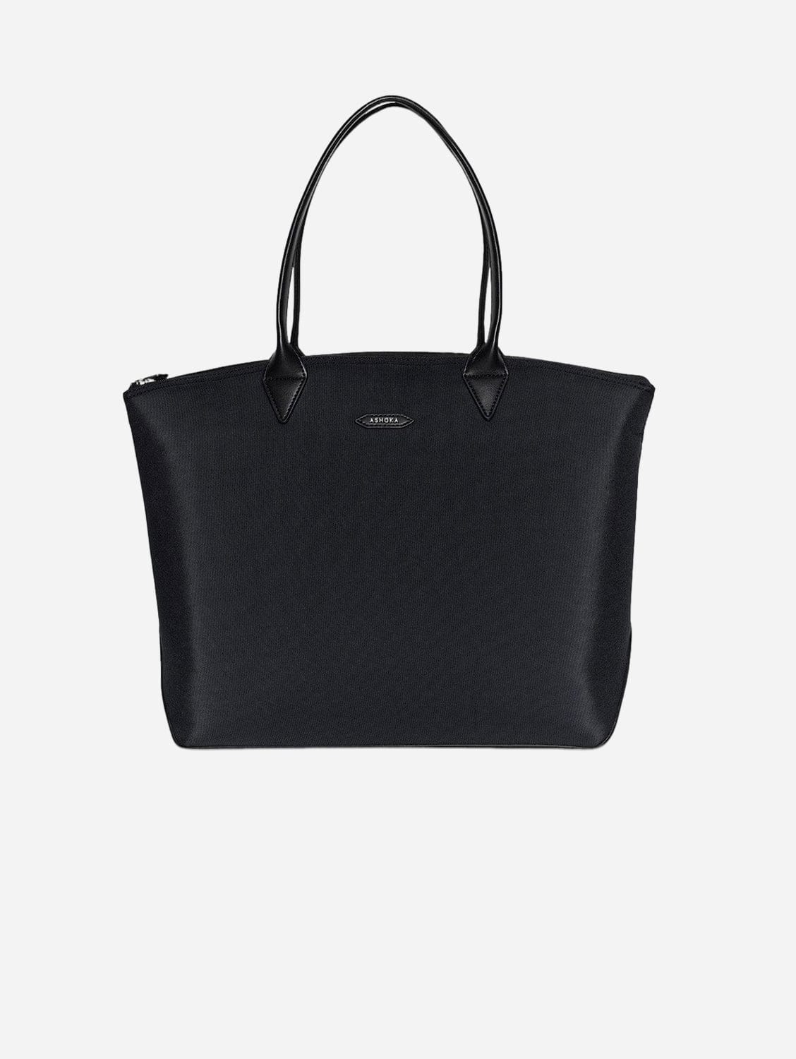 Eco-Friendly Recycled Nylon Tote Bag with Apple Print - Stylish Black Shopping Tote for Groceries, Beach & Daily Use