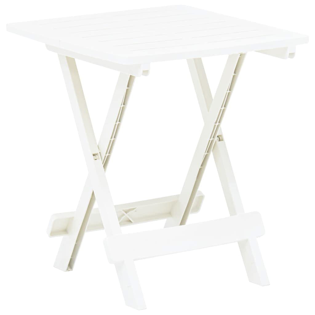 White Folding Garden Table 17.7x16.9x19.7 Inch - Square Bistro Side Table for Outdoor & Indoor Use - Durable Plastic Patio Furniture - Perfect for Balcony, Terrace, Cafe or Small Space Dining