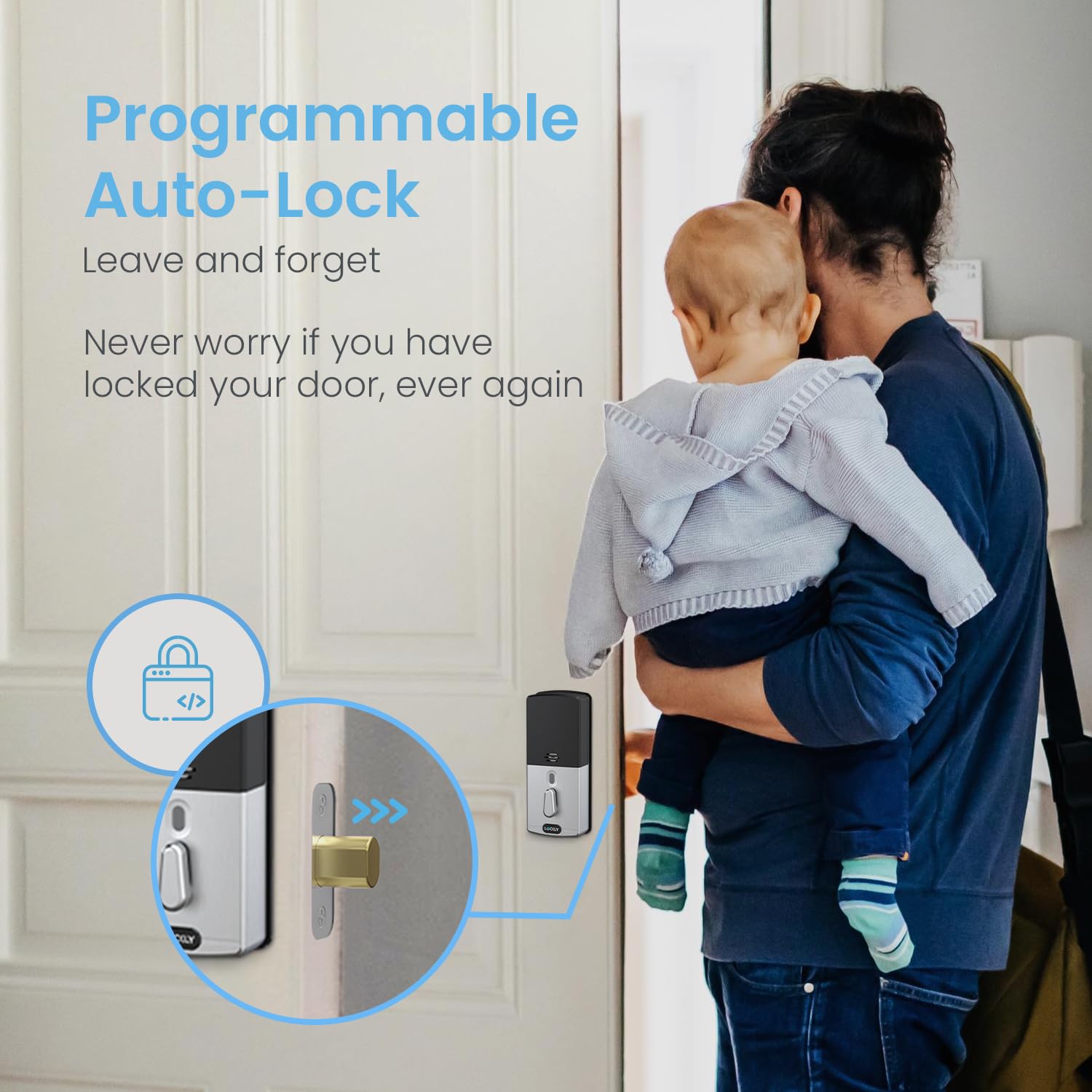 Lockly Vision Smart Lock with HD Video Doorbell - Fingerprint & Touchscreen Keypad Front Door Lock, App Control, Auto Lock, No Monthly Fee (Satin Nickel) - Secure Your Home with Smart Access & Video Monitoring