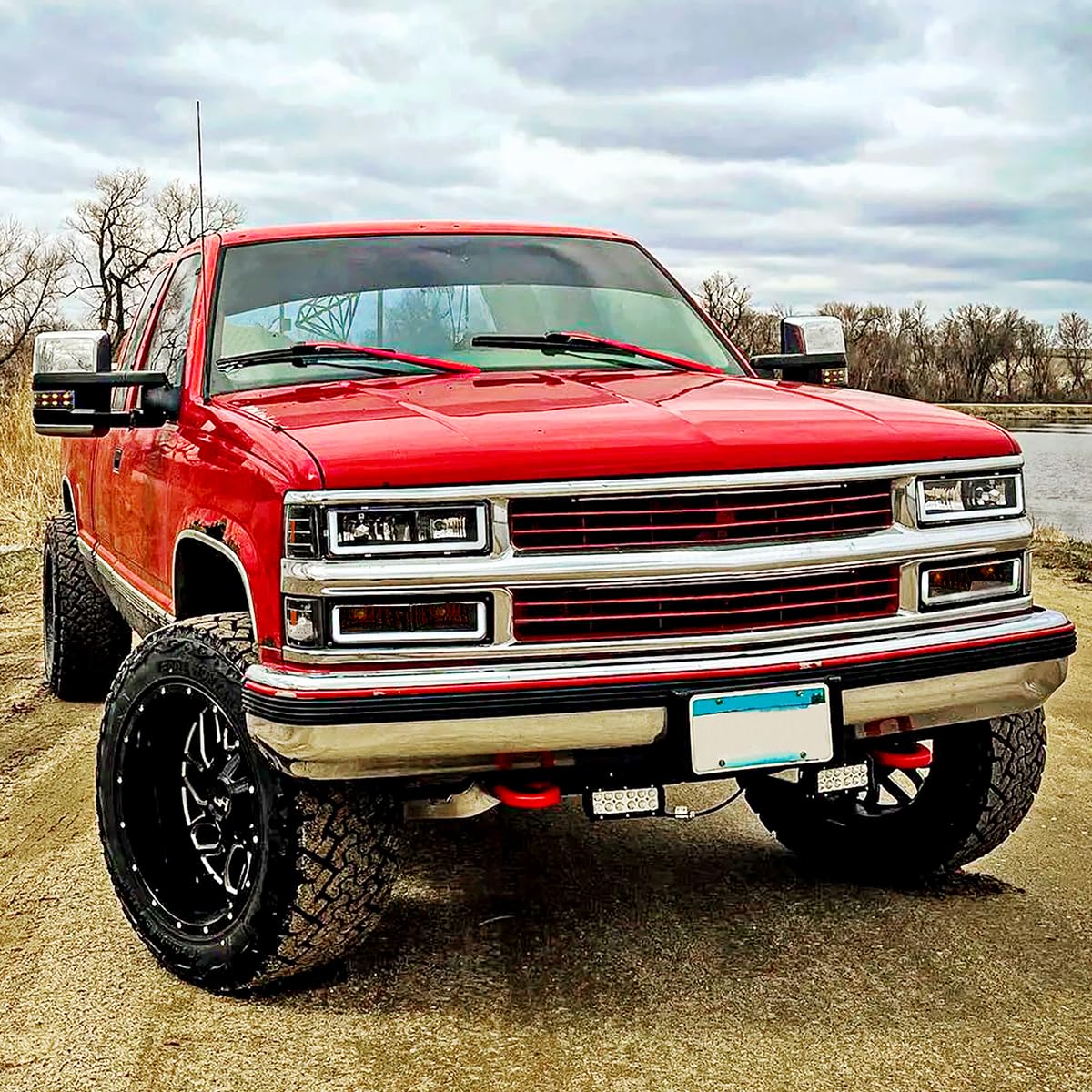Spec-D Tuning Black LED Bar Headlights with Bumper & Corner Lights - Compatible with 1988-1993 GMC C10 C/K Suburban - Left & Right Pair Headlamp Assembly - Upgrade for Off-Road & Night Driving Visibility