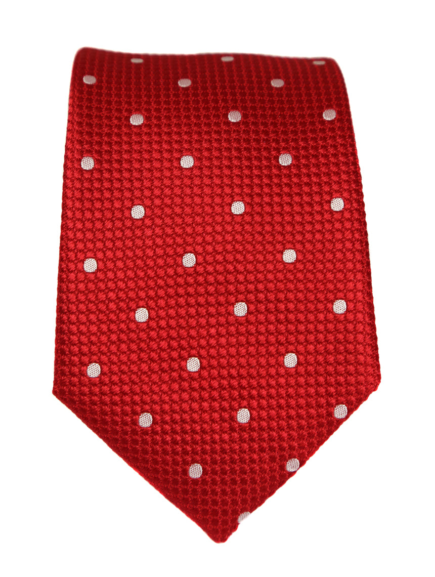 DÉCLIC Classic Spot Tie - Red and White Striped Necktie for Men | Elegant Formal Wear for Weddings, Business Meetings & Special Events