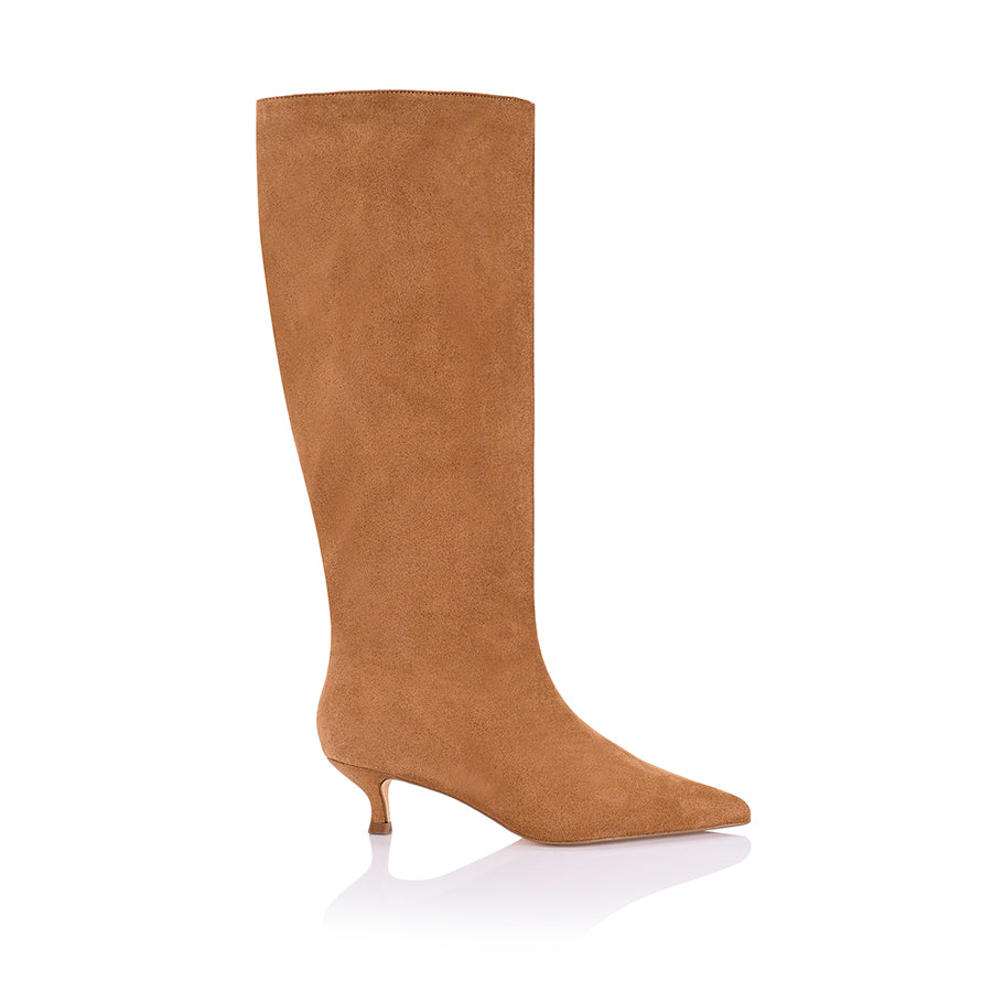 Lucila Women's Knee High Boots in Tan Micro Suede - Stylish & Comfortable for Fall & Winter Fashion