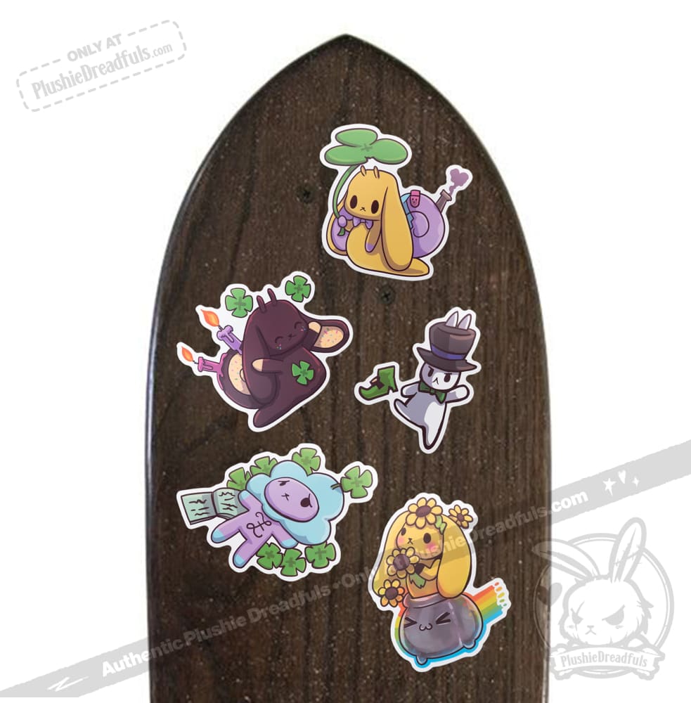 Plushie Dreadfuls Vinyl Sticker Pack Vol. 4 - Lucky Buns | Cute Bunny Stickers for Laptops, Water Bottles & Scrapbooking