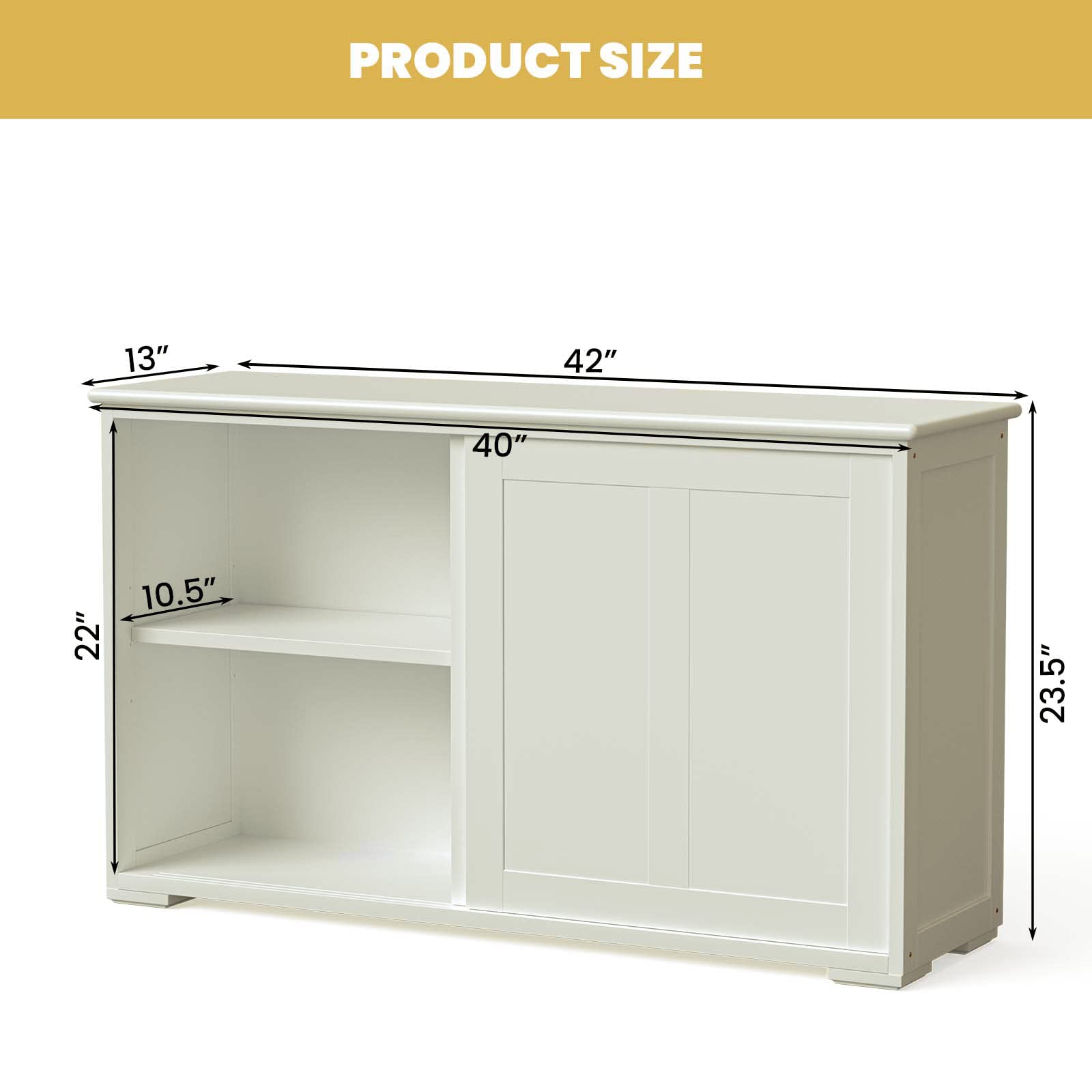 NAFORT Sideboard Buffet Cabinet with Adjustable Shelves & Sliding Doors - Stackable Kitchen Storage Cabinet for Dining Room, Entryway, Living Room - Cream White Modern Furniture for Home Organization
