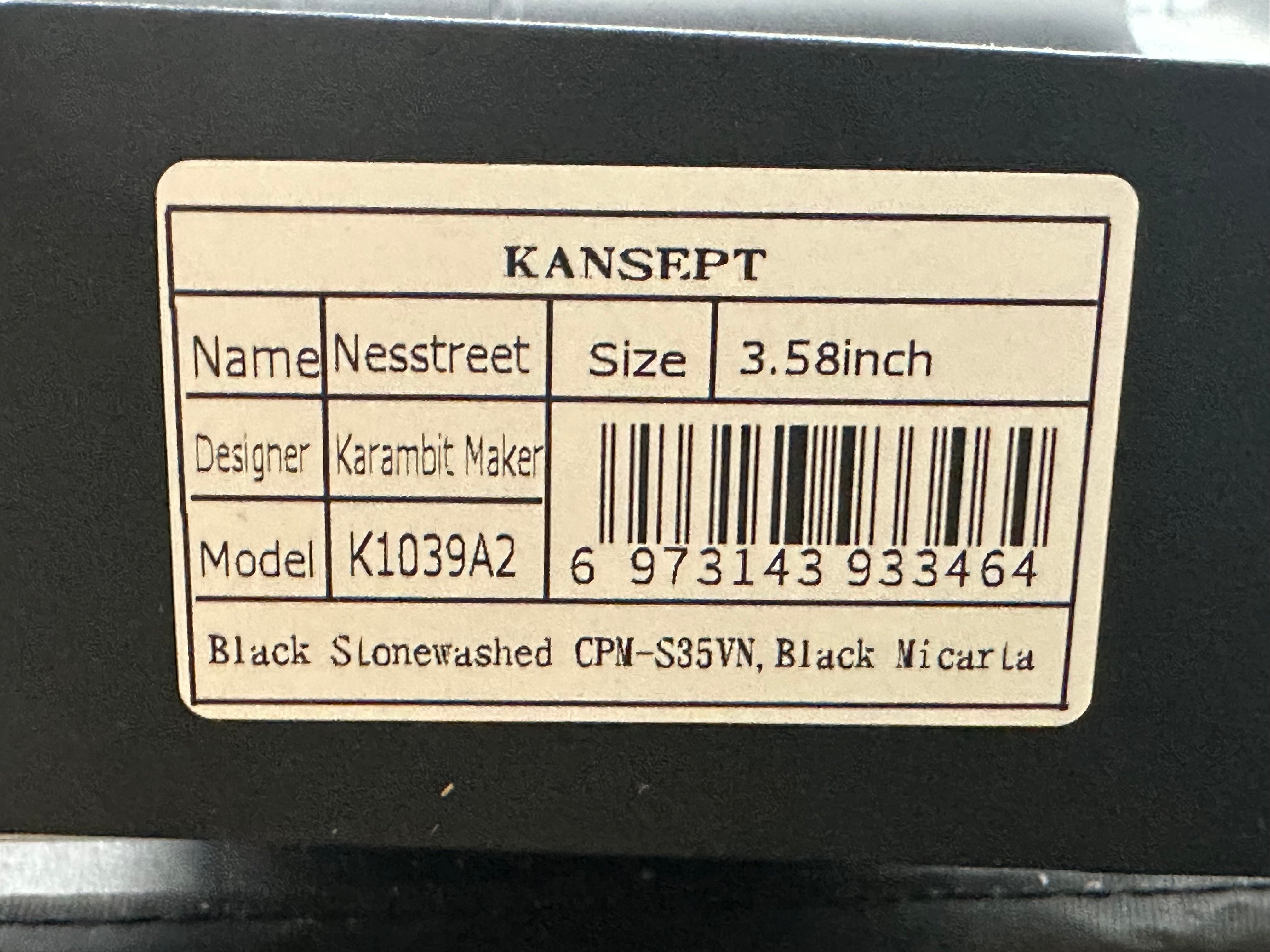 KANSEPT NESSTREET Folding Pocket Knife - Black Micarta Handle, S35VN Steel Blade, Plain Edge, Stonewash Finish (Model K1039A2) | EDC, Camping, Hiking & Outdoor Survival Tool