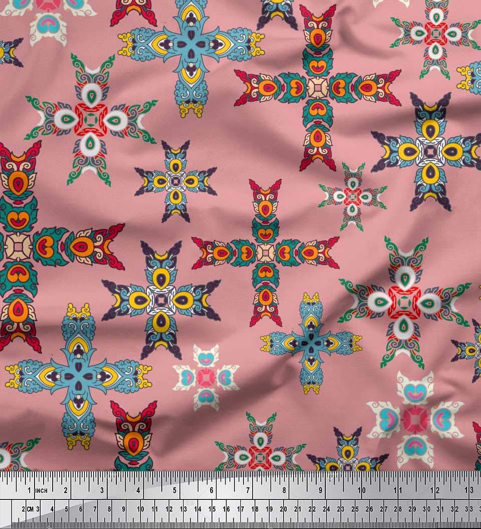 Soimoi Moss Georgette Brown Fabric by The Yard - 42 Inch Wide Moroccan Printed Fabric with Exotic Intricate Designs for Dresses, Curtains & Home Decor | Perfect for Boho Fashion, DIY Sewing Projects & Interior Design