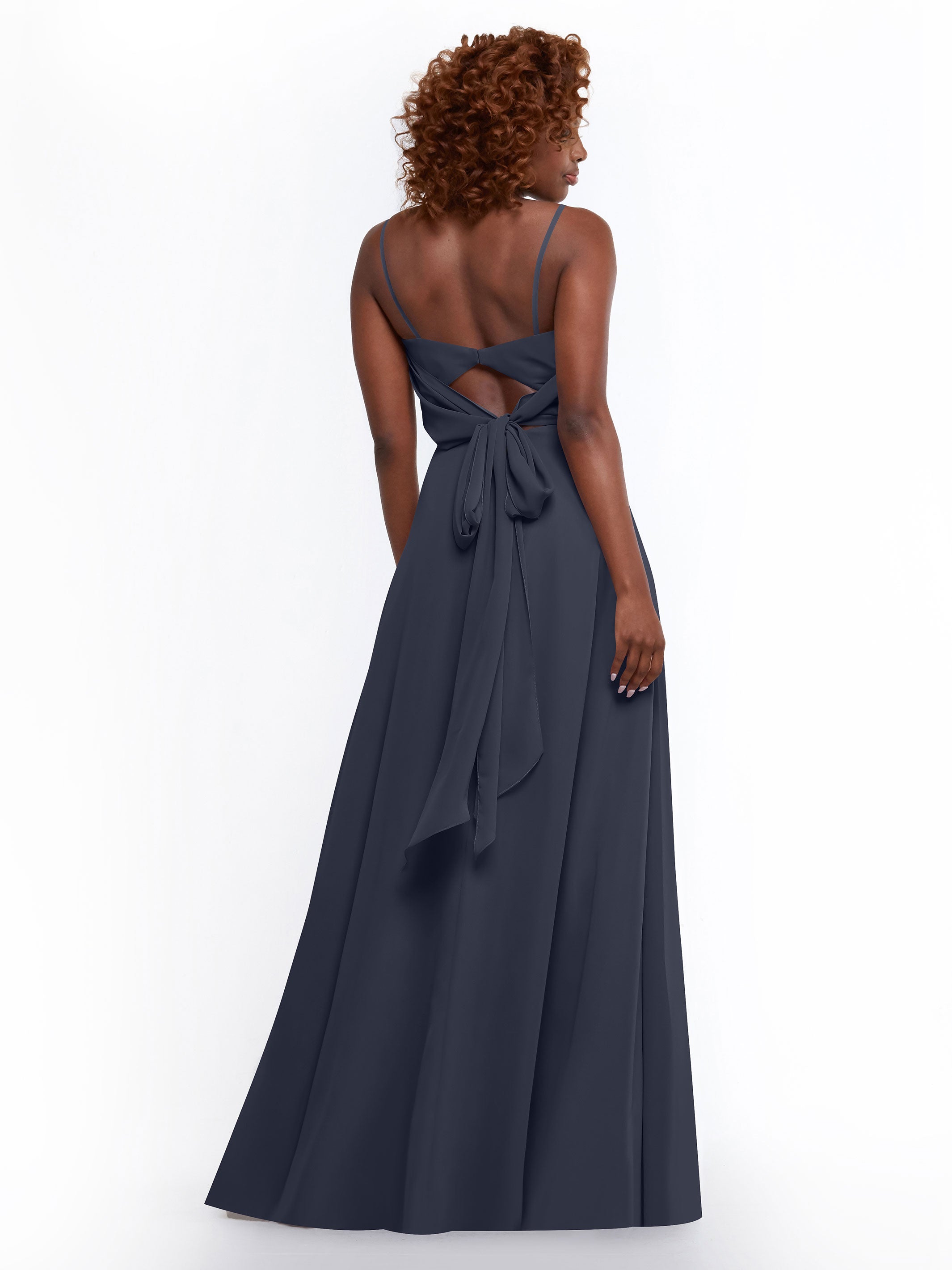 Elegant A-Line Bridesmaid Dresses with Flowy Chiffon Skirt & Thigh High Slit - Perfect for Weddings, Formal Events & Special Occasions