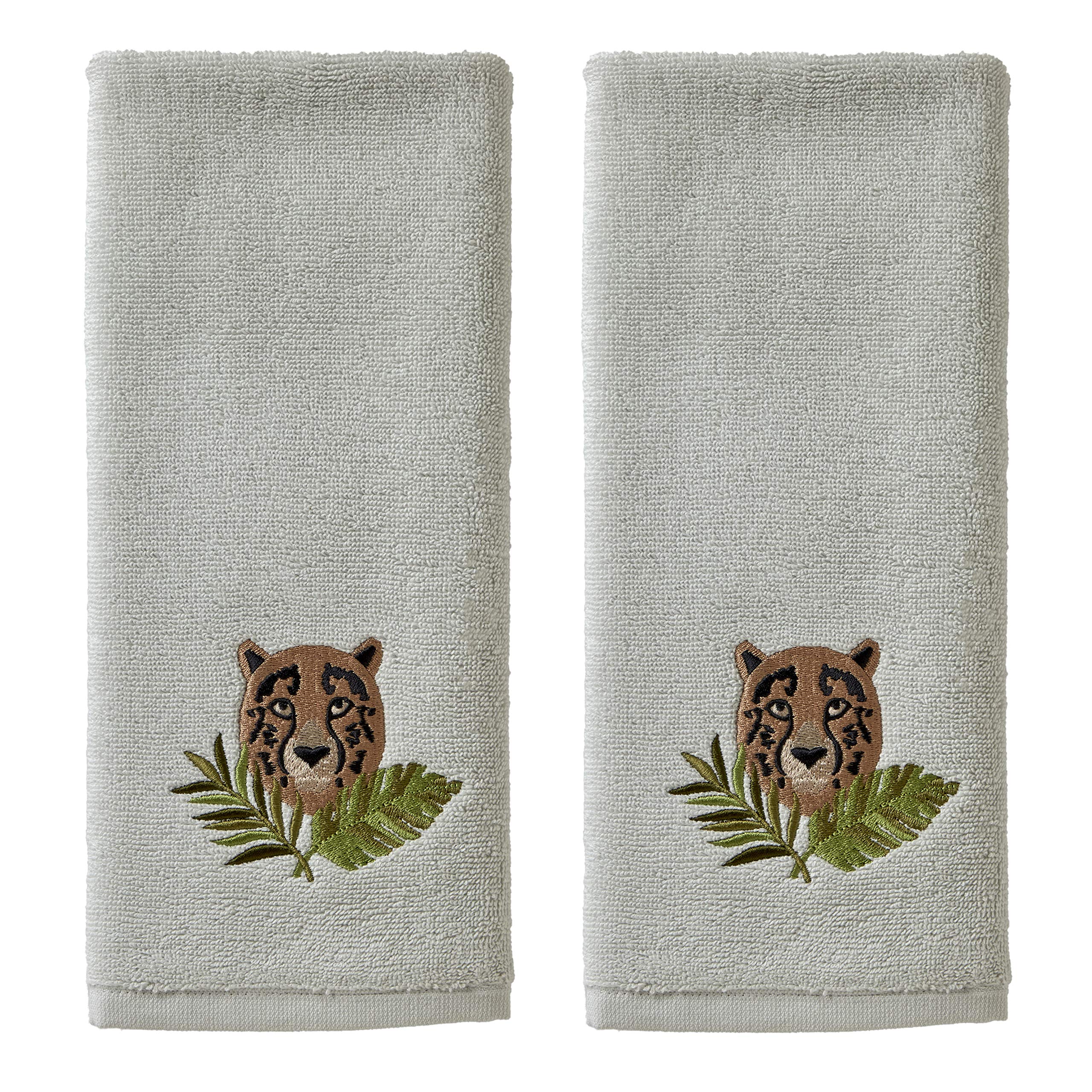 SKL Home Vern Yip Jungle Cats Hand Towel Set - Soft Gray Bathroom Towels for Kitchen & Guest Bath | Perfect for Home Decor, Gifts, and Everyday Use
