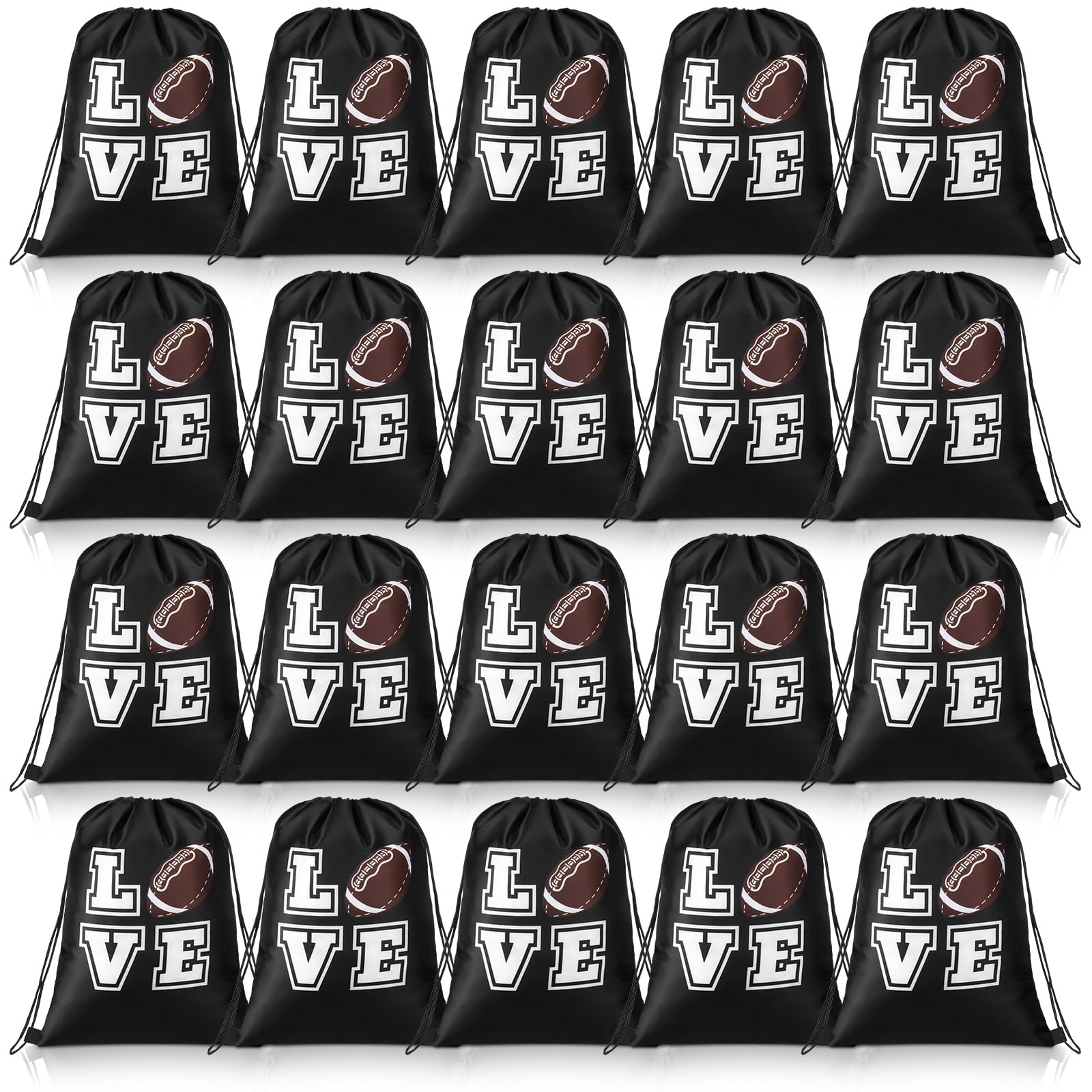 20 Pack Football Drawstring Bags - 10x12 Inch Sports Backpack for Team Gifts, Party Favors & Game Day Essentials - Perfect for Football Players, Coaches & Fans