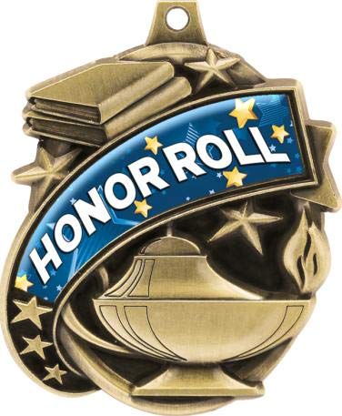 1.5 Inch Gold Honor Roll Medals - Custom Engraved Academic Achievement Awards for Students - Perfect for School Ceremonies, Graduation Gifts & Academic Recognition Events