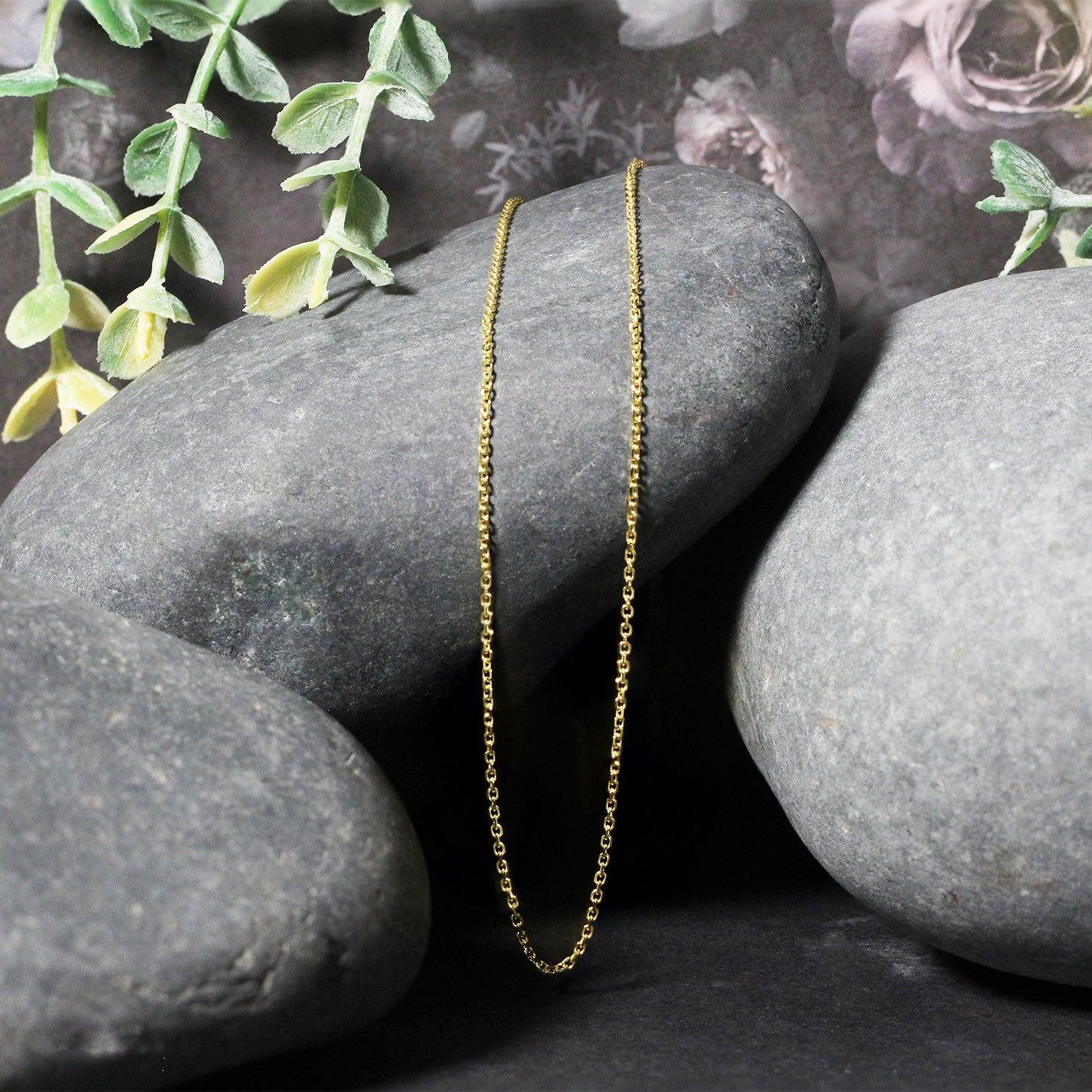 18K Yellow Gold Diamond Cut Cable Link Chain 1.1mm - Elegant Dainty Necklace for Women, Perfect for Everyday Wear, Gift Giving & Special Occasions