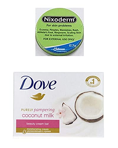 Nixoderm Cream for Eczema, Acne & Blemish Treatment - 17.7g with Coconut Milk Beauty Bar | Soothes Dry Skin & Redness | Perfect for Daily Skincare Routine & Travel