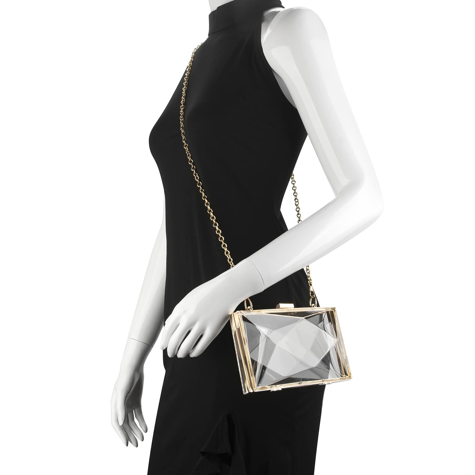 Women's Clear Acrylic Clutch Purse - Transparent Rhombus Evening Bag for Party, Wedding & Special Occasions | Crossbody Shoulder Handbag for Women | Perfect for Prom, Bridal Shower & Night Out