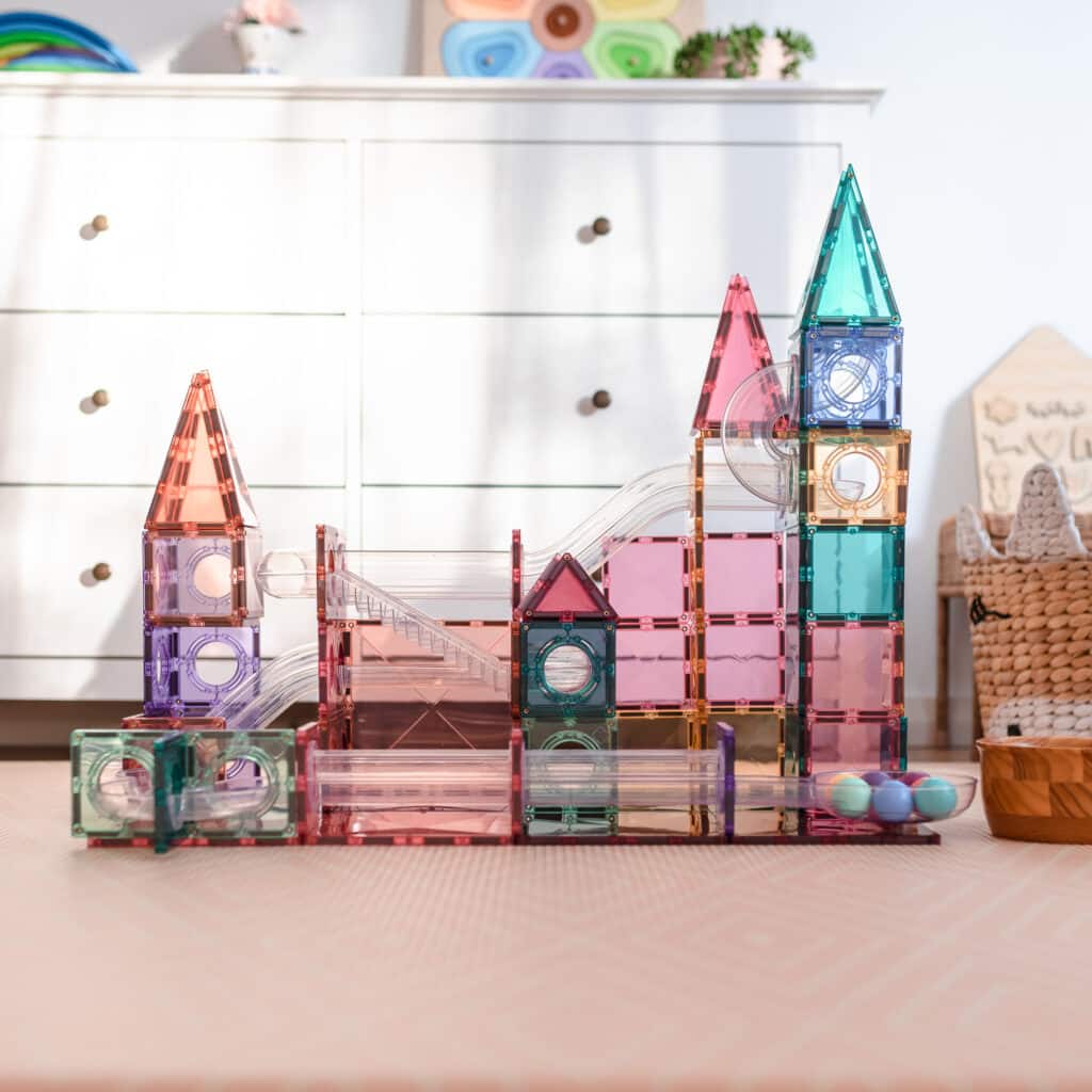 Connetix Magnetic Tiles Pastel Ball Run Pack - 106 Piece STEM Educational Building Toys for Kids | Perfect for Creative Play, Classroom Activities & Birthday Gifts